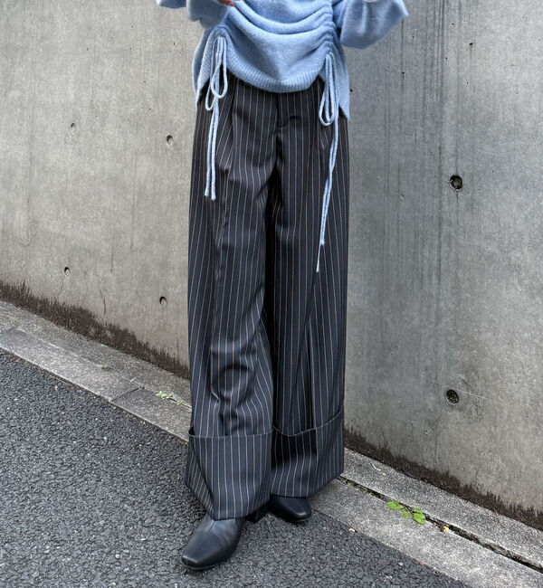archives「ロールＵＰストライプワイドスラックス」|チノ|