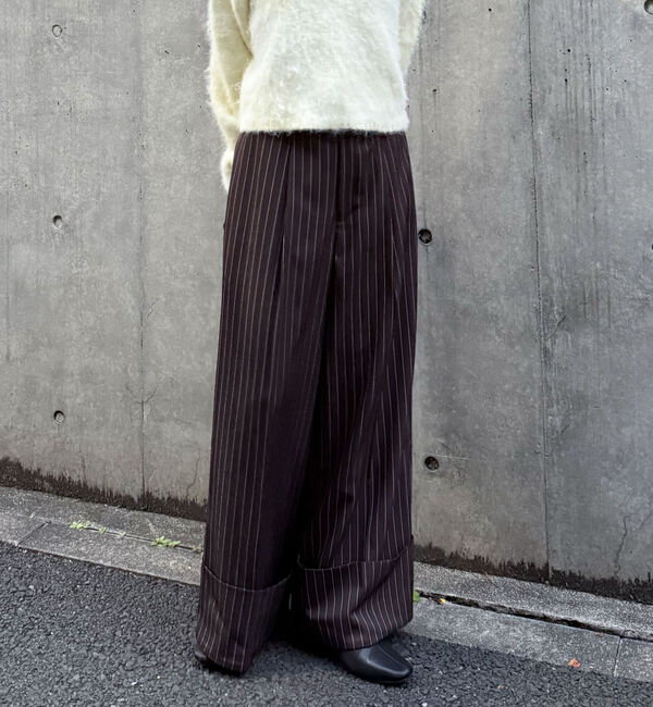 archives「ロールＵＰストライプワイドスラックス」|チノ|