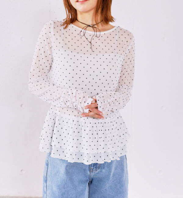 archives「ドットアソートシアーフリルカットＴＯＰＳ」|Tシャツ・カットソー|