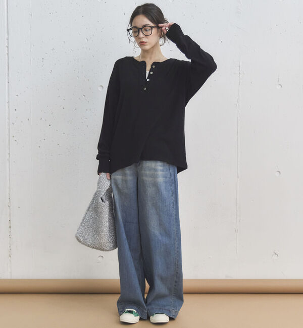 Doux archives「サイドベルトワイドデニムパンツ」|デニム|