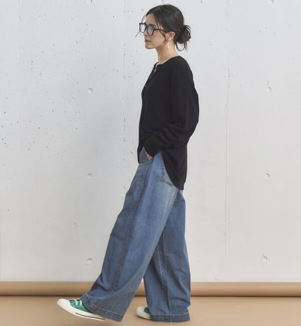 Doux archives「サイドベルトワイドデニムパンツ」|デニム|