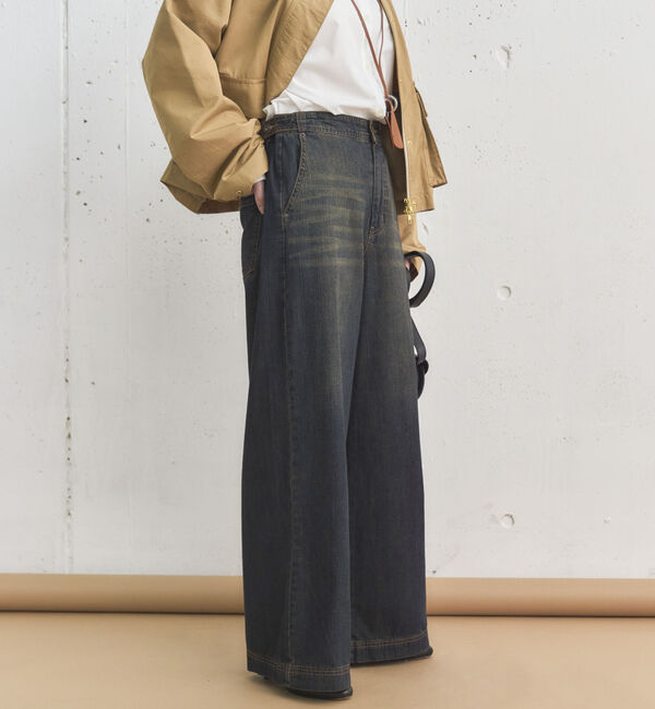 Doux archives「サイドベルトワイドデニムパンツ」|デニム|