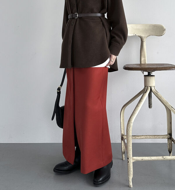 Doux archives「ダブルクロスフロントデザインタイトＳＫ」|スカート|RED