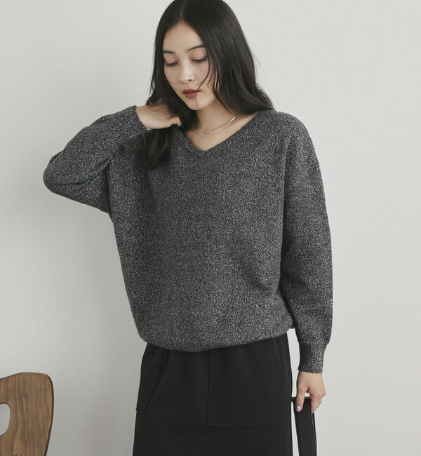 Doux archives「２ＷＡＹラメプルオーバー」|ニット・セーター|CHARCOAL GRAY