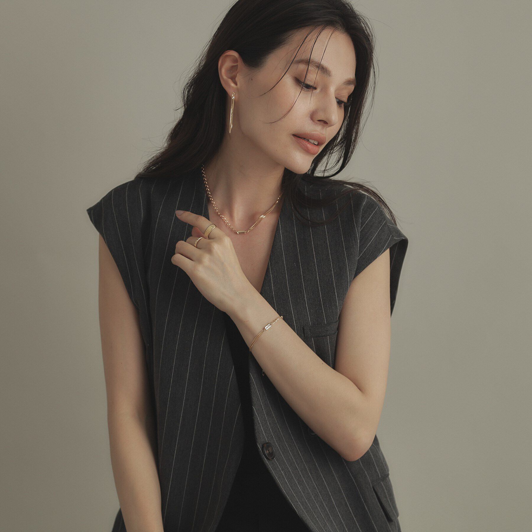 COCOSHNIK「K10クォーツ キヘイセパレート ネックレス」|ネックレス|