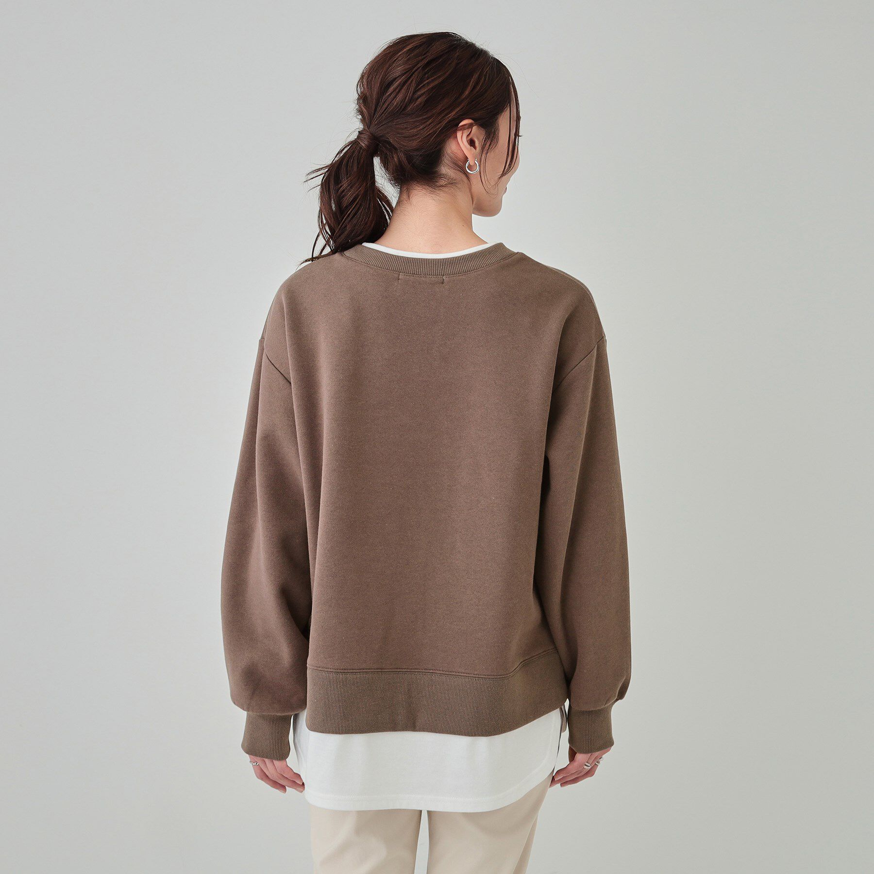 SHOO･LA･RUE「【洗える/S-LL】着るだけ簡単こなれ感 裏起毛レイヤード風スウェット【SHOO WARM】」|パーカー|