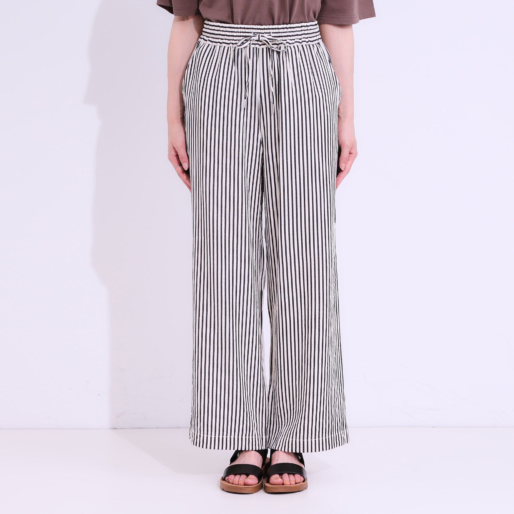 SHOO･LA･RUE「【セットアップ可能/ひんやり/吸水速乾】サッカーストライプイージーパンツ」|その他|