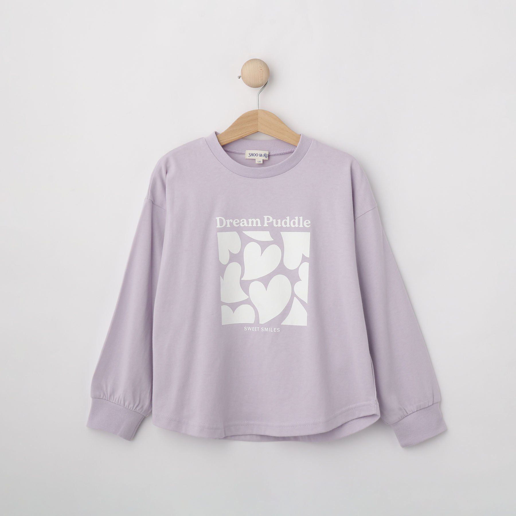 SHOO･LA･RUE「【100-150cm】プリントアソート裾ラウンドロンT」|Tシャツ・カットソー|ラベンダー(280)