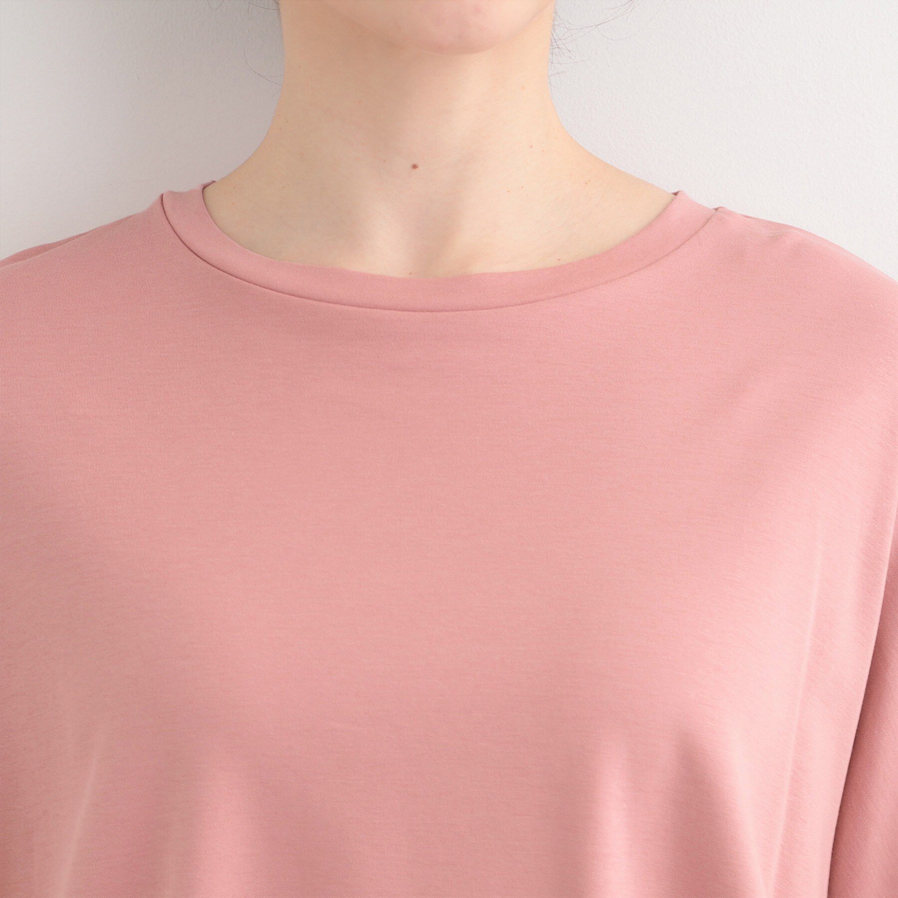 SHOO･LA･RUE「【洗濯機可/UVカット/綿100％】体系カバーの叶う 七分袖ゆるトップス」|Tシャツ・カットソー|