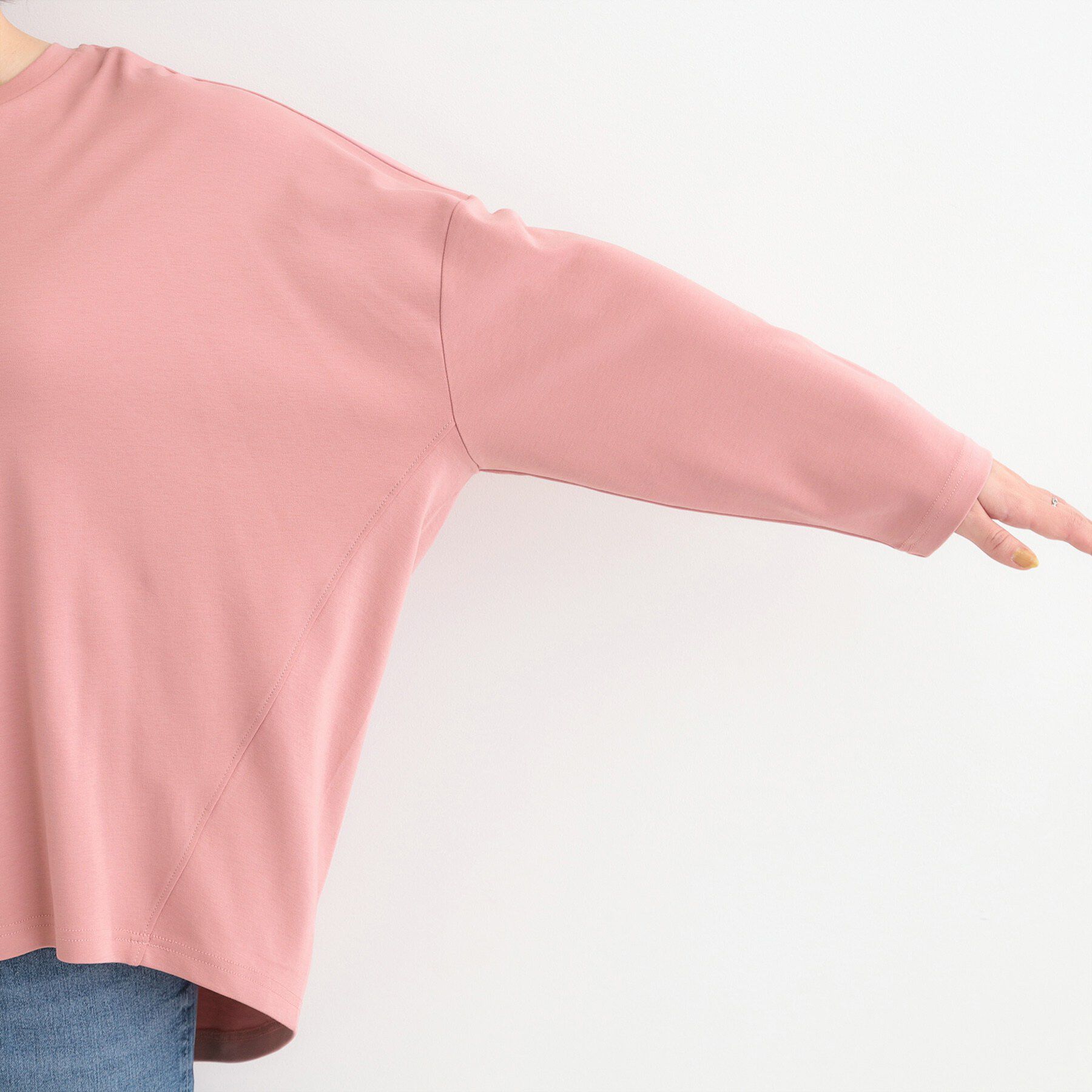 SHOO･LA･RUE「【洗濯機可/UVカット/綿100％】体系カバーの叶う 七分袖ゆるトップス」|Tシャツ・カットソー|