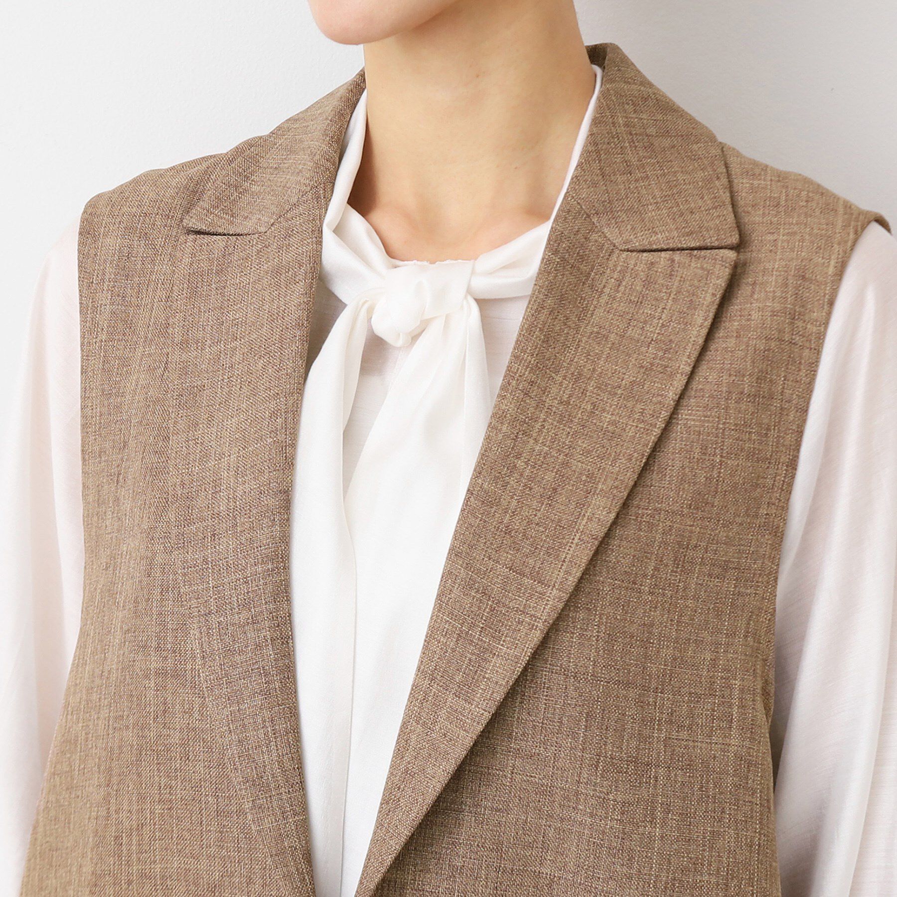 Dessin「【洗える・セットアップ可能】スリーブレス襟付きジャケット（S～L）」|ベスト・ジレ|