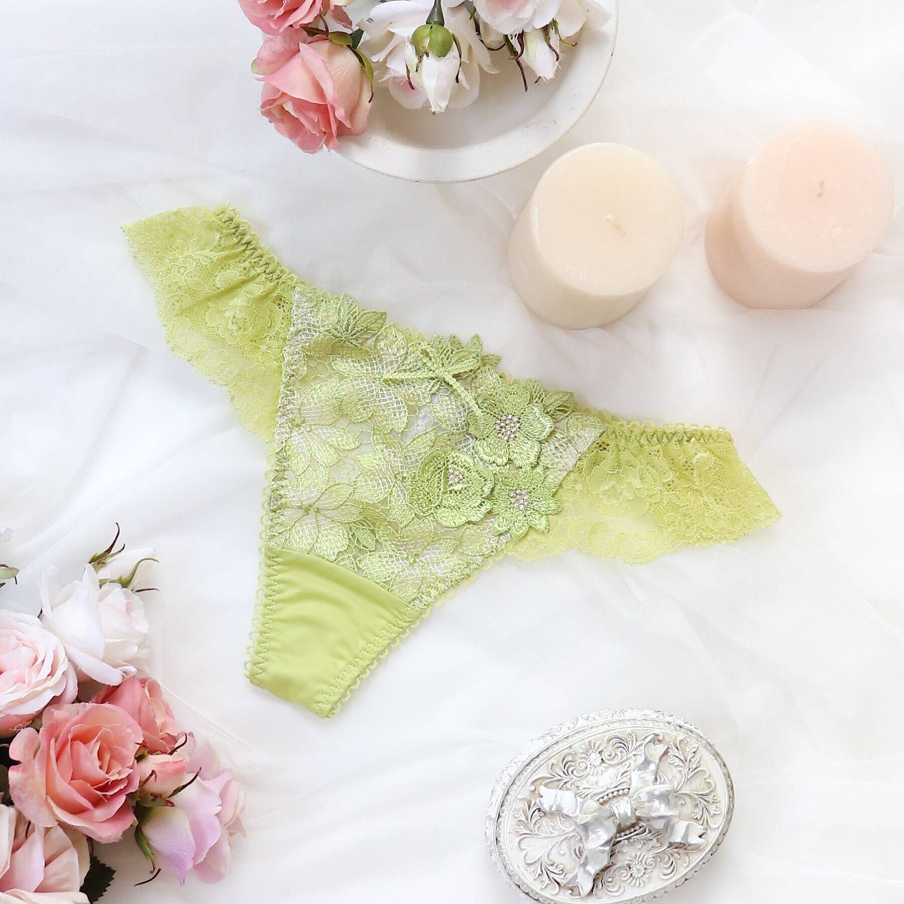 Risa Magli「セリーナ Tバックショーツ」|インナー|グリーン(024)