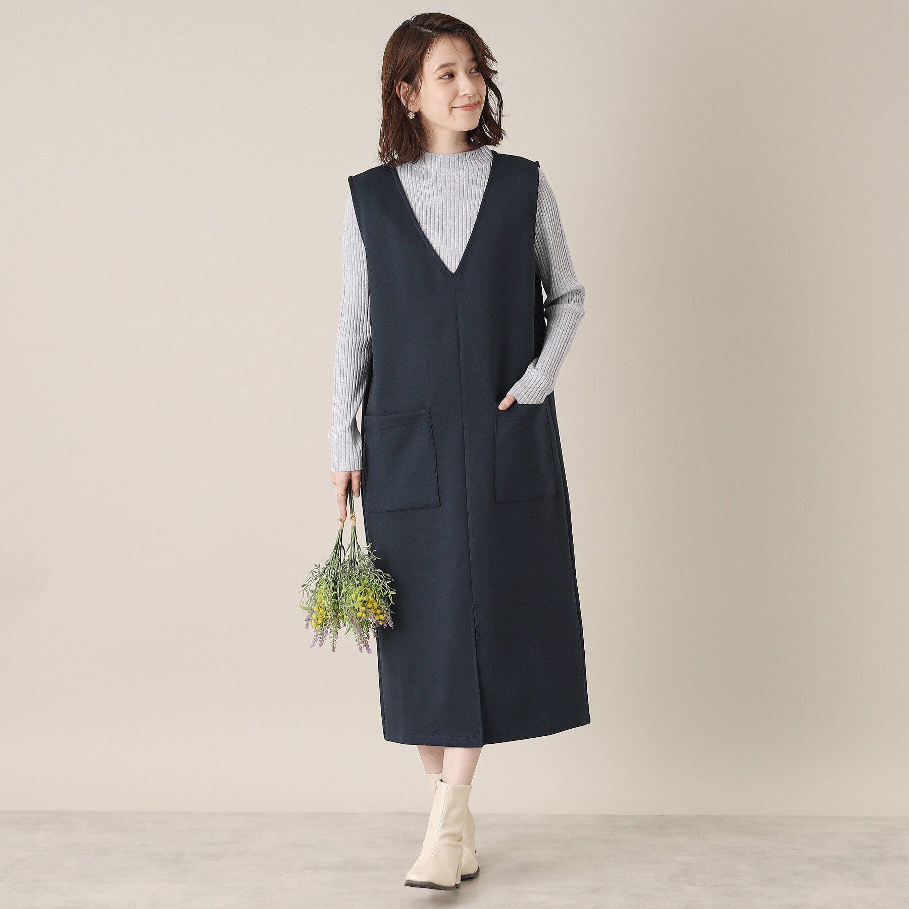 ITS&rsquo;DEMO「【手洗い可】ダンボールジャージージャンスカ」|ワンピース|