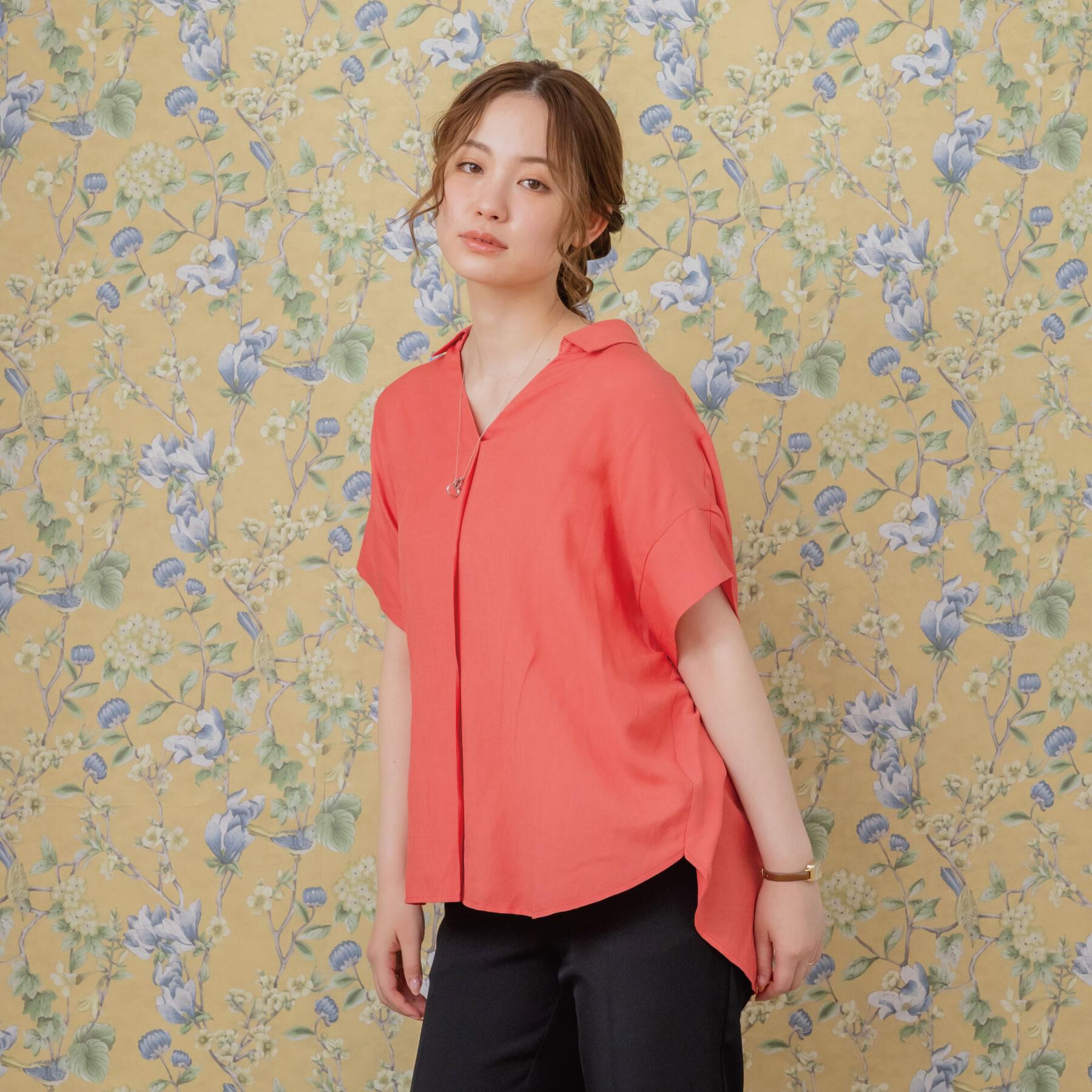 ITS&rsquo;DEMO「【接触冷感／手洗い可】強撚スラブスキッパーブラウス」|シャツ・ブラウス|