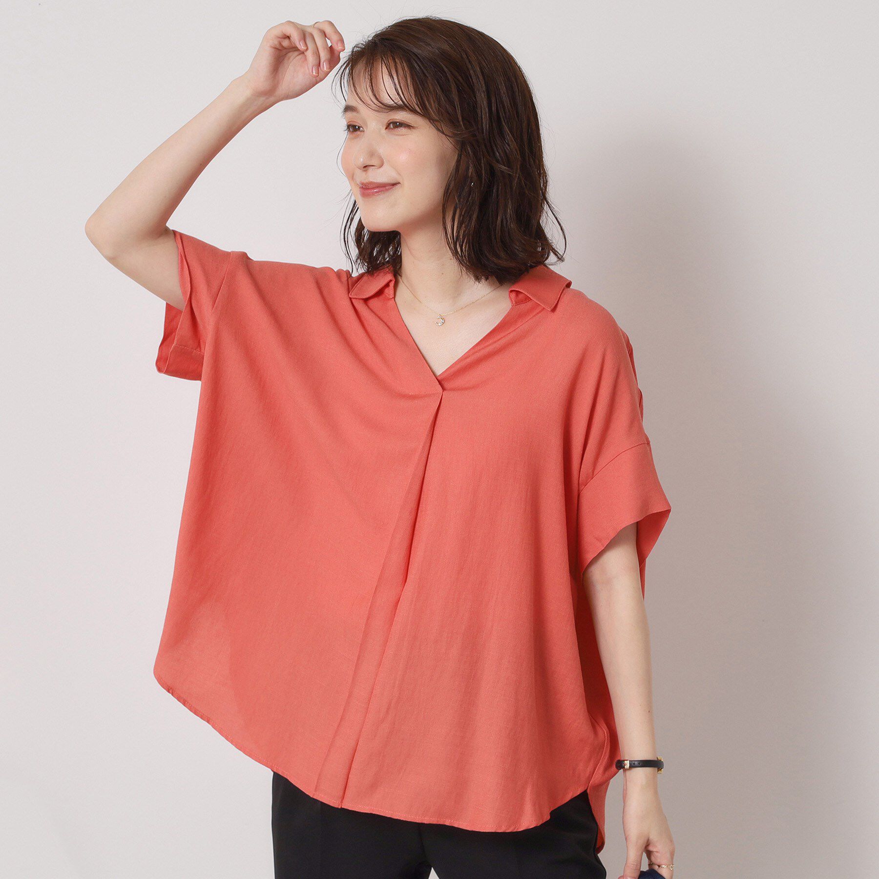 ITS&rsquo;DEMO「【接触冷感／手洗い可】強撚スラブスキッパーブラウス」|シャツ・ブラウス|