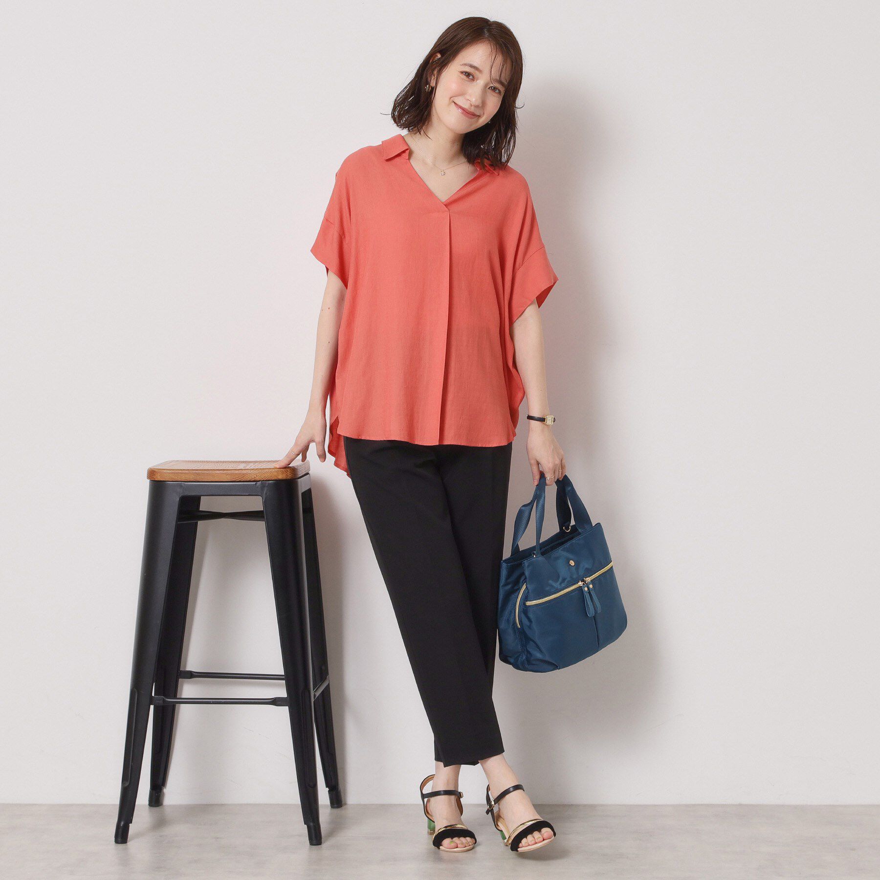 ITS&rsquo;DEMO「【接触冷感／手洗い可】強撚スラブスキッパーブラウス」|シャツ・ブラウス|