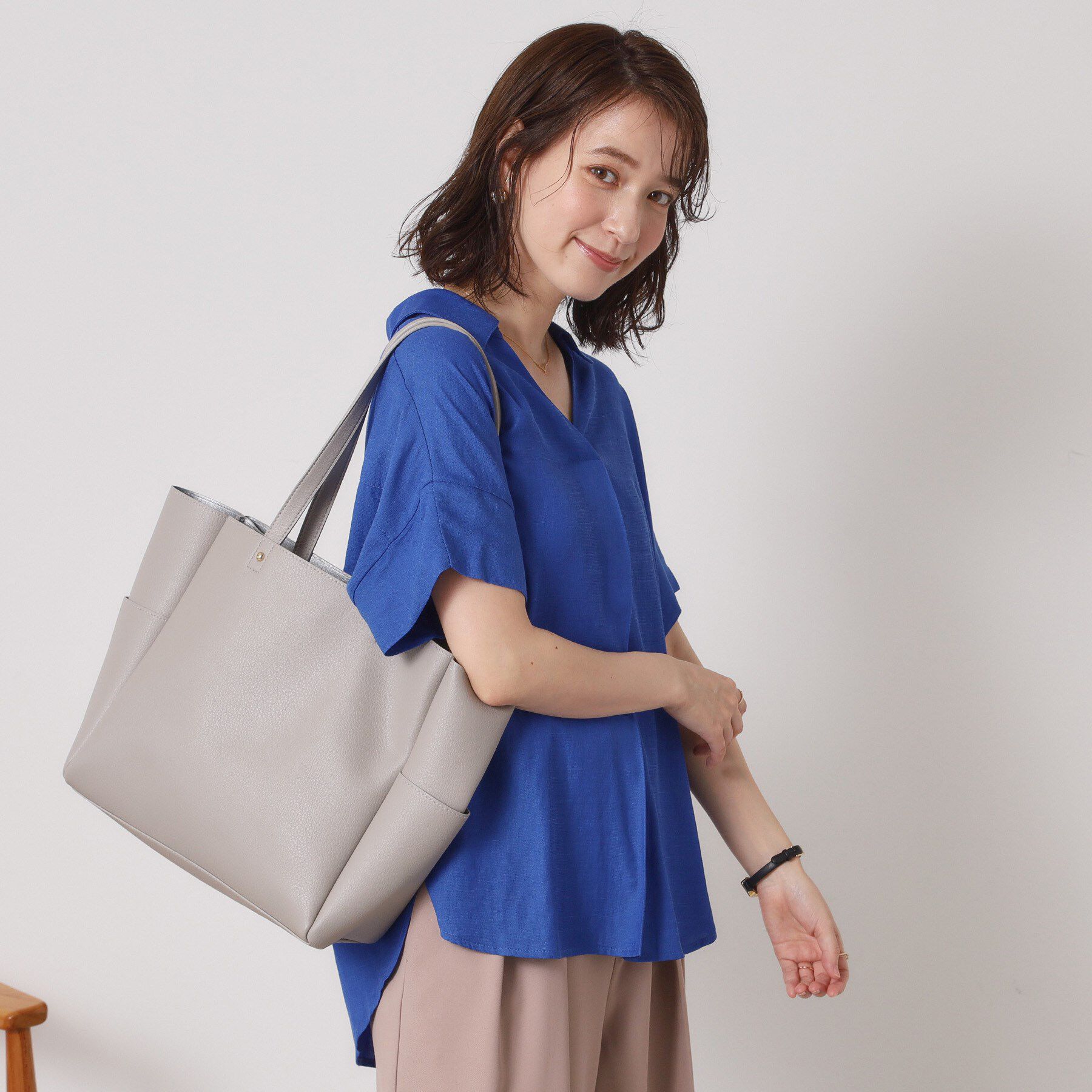 ITS&rsquo;DEMO「【接触冷感／手洗い可】強撚スラブスキッパーブラウス」|シャツ・ブラウス|