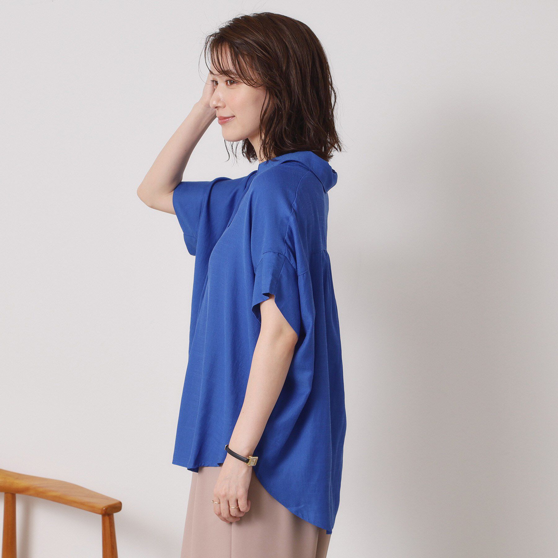 ITS&rsquo;DEMO「【接触冷感／手洗い可】強撚スラブスキッパーブラウス」|シャツ・ブラウス|