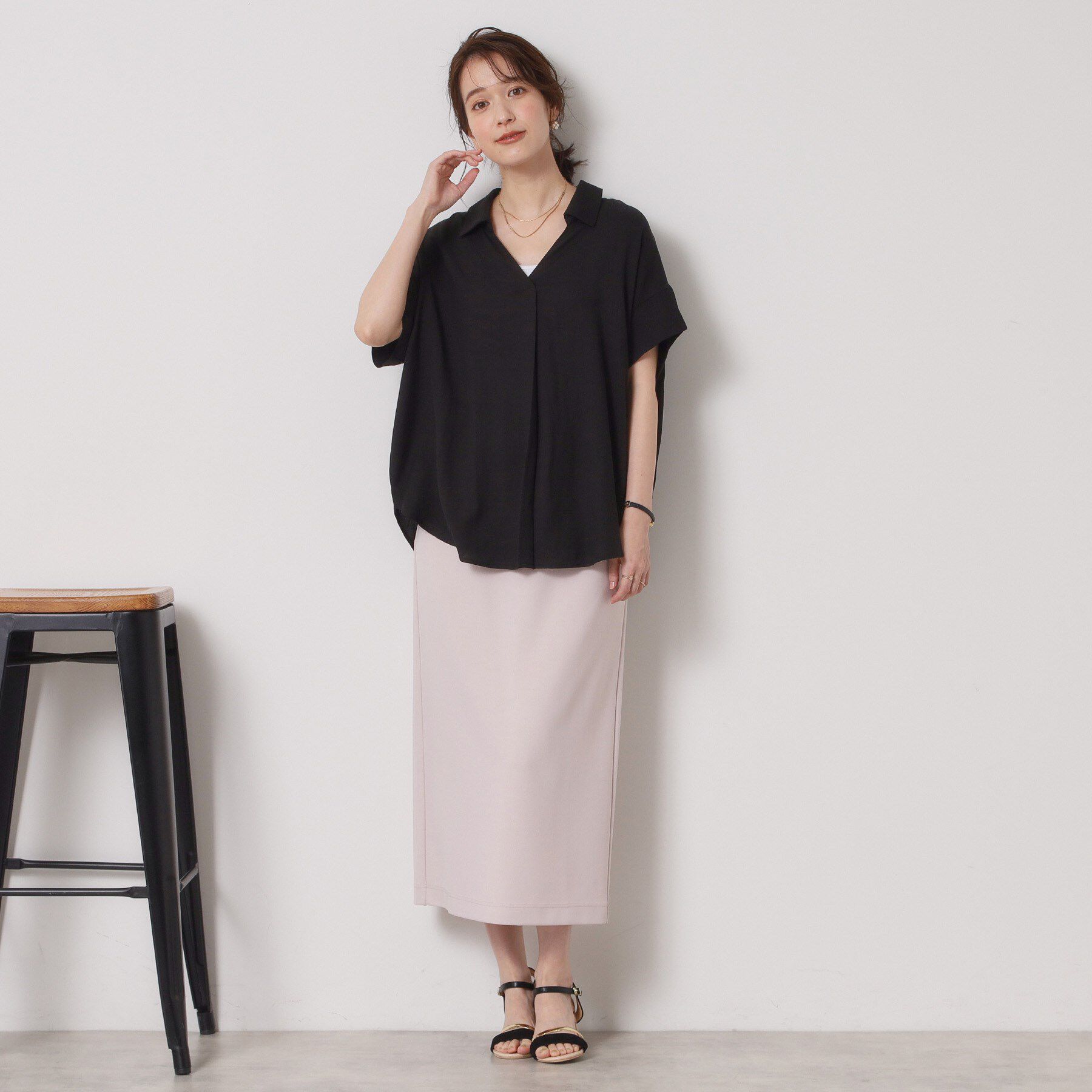 ITS&rsquo;DEMO「【接触冷感／手洗い可】強撚スラブスキッパーブラウス」|シャツ・ブラウス|