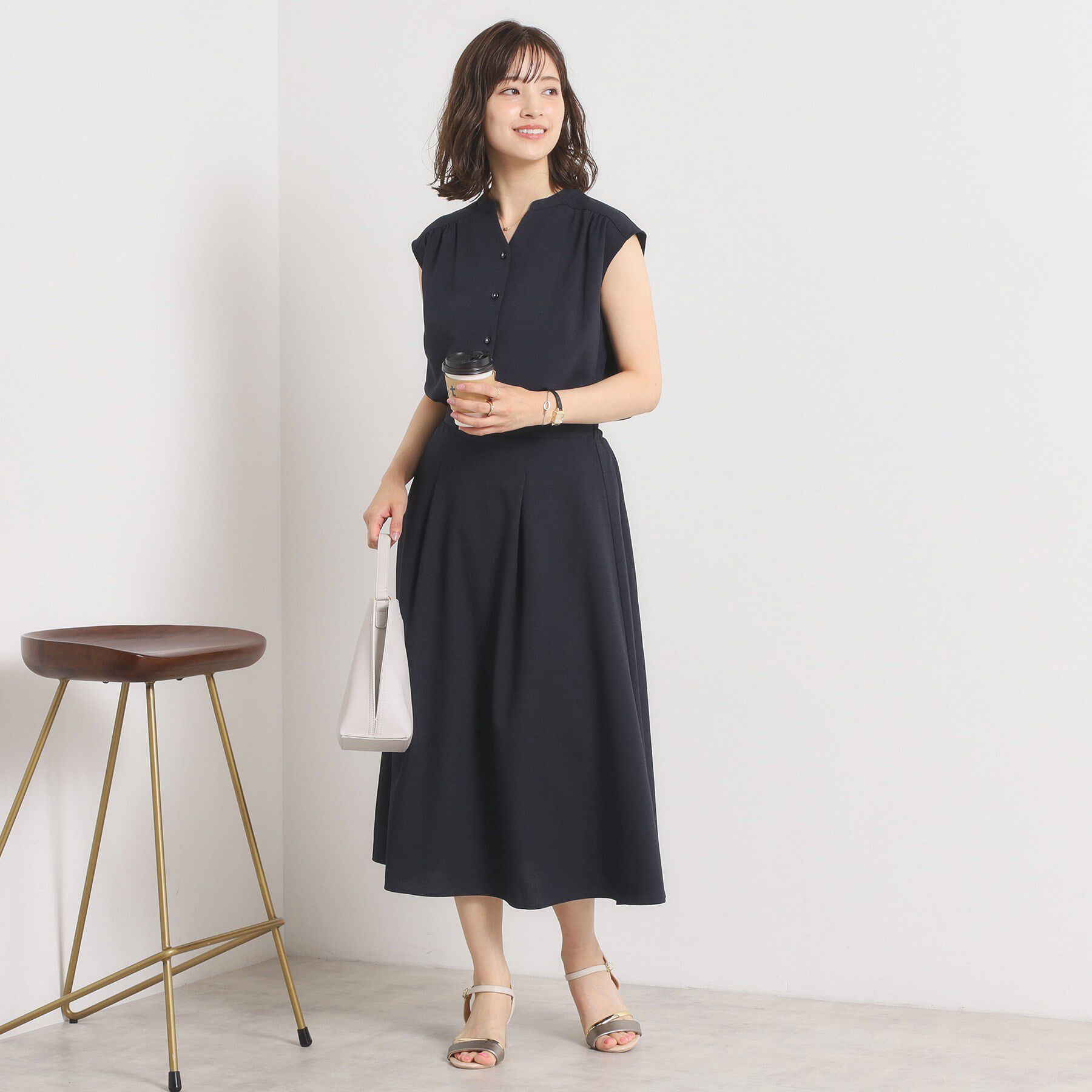 ITS&rsquo;DEMO「【UVカット／速乾／冷感／洗濯機OK／洗濯後しわになりにくい】麻調ストレッチタックスカート＜ラク服シ」|スカート|