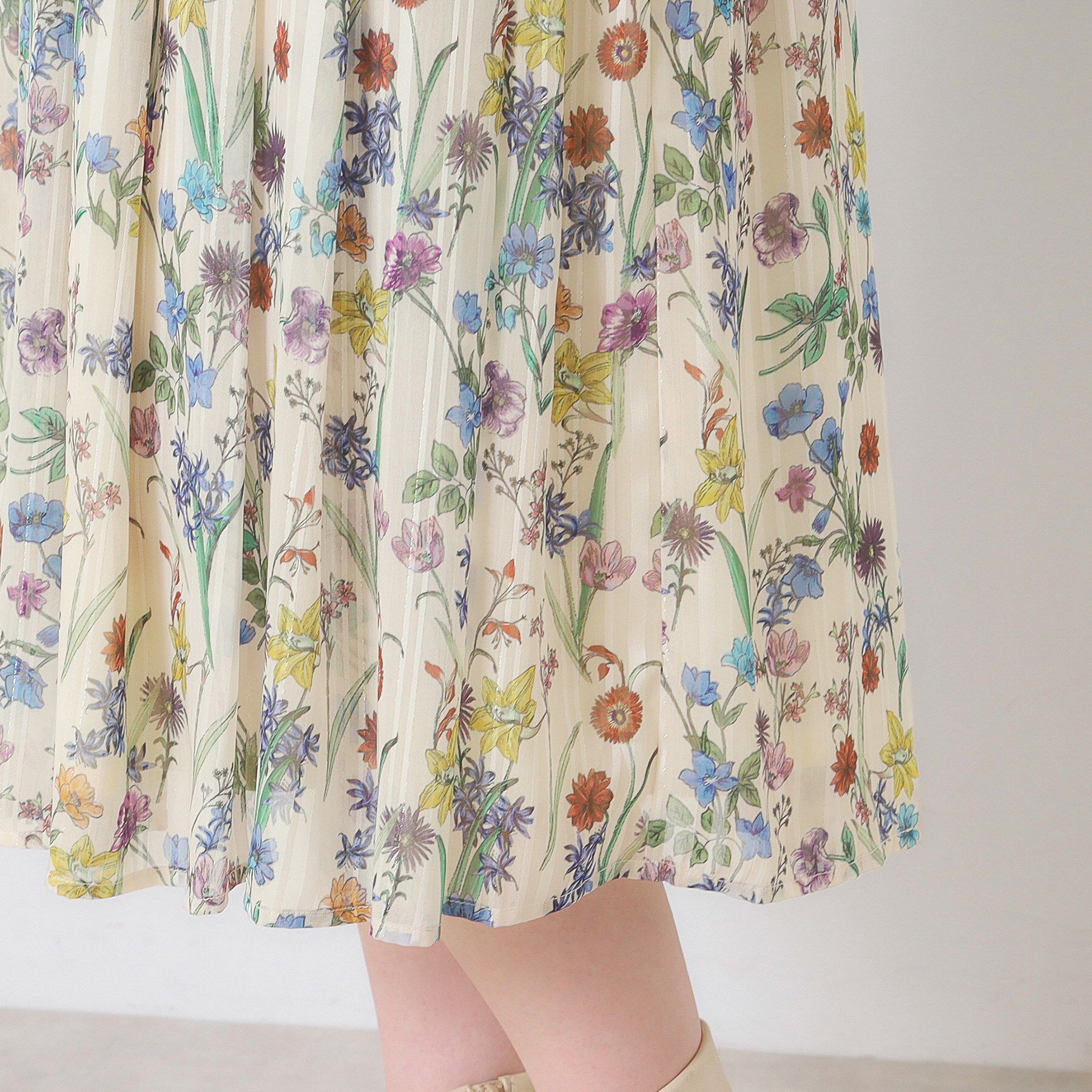 ITS&rsquo;DEMO「【手洗い可／セットアップ可】ラメストライプ花柄スカート」|スカート|