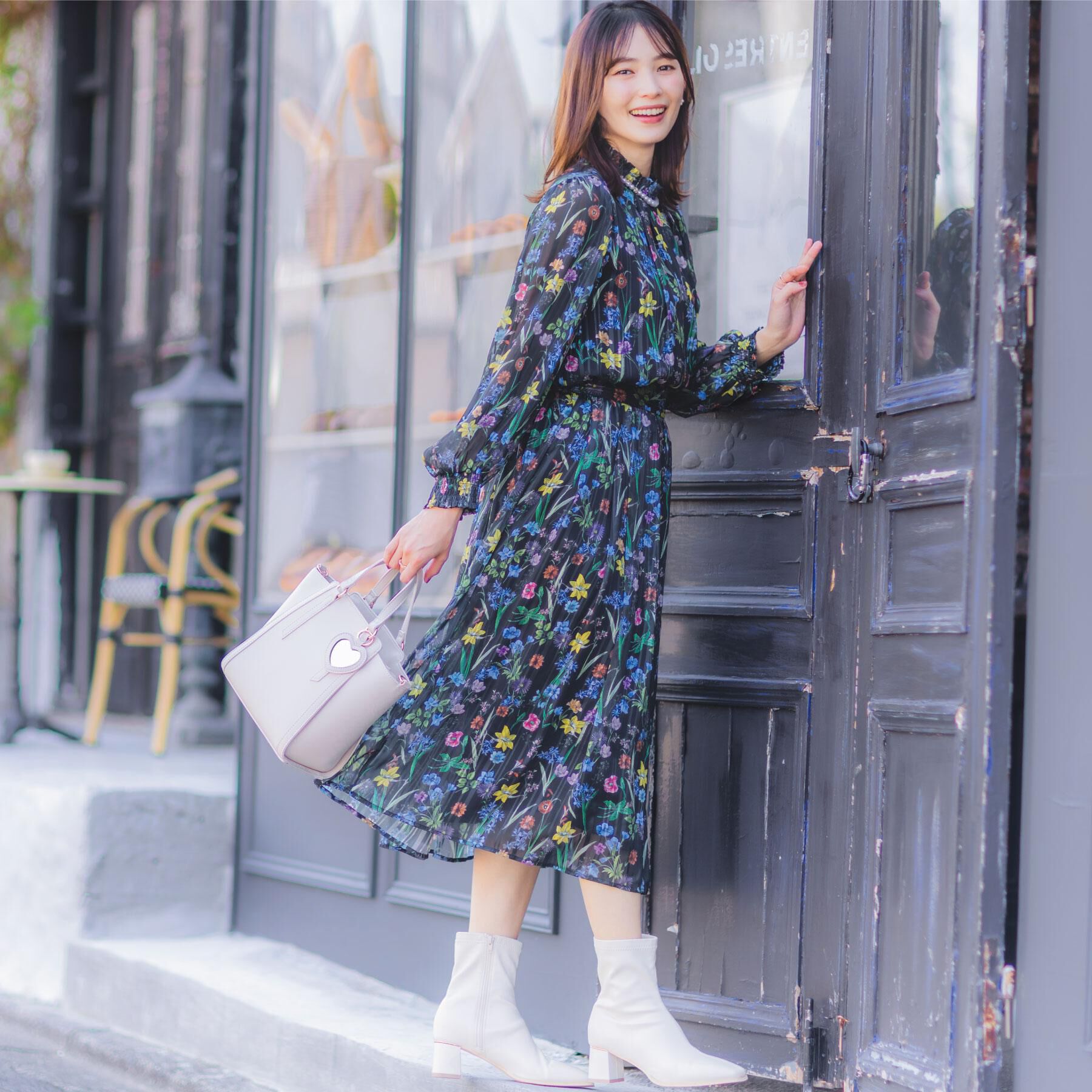 ITS&rsquo;DEMO「【手洗い可／セットアップ可】ラメストライプ花柄スカート」|スカート|