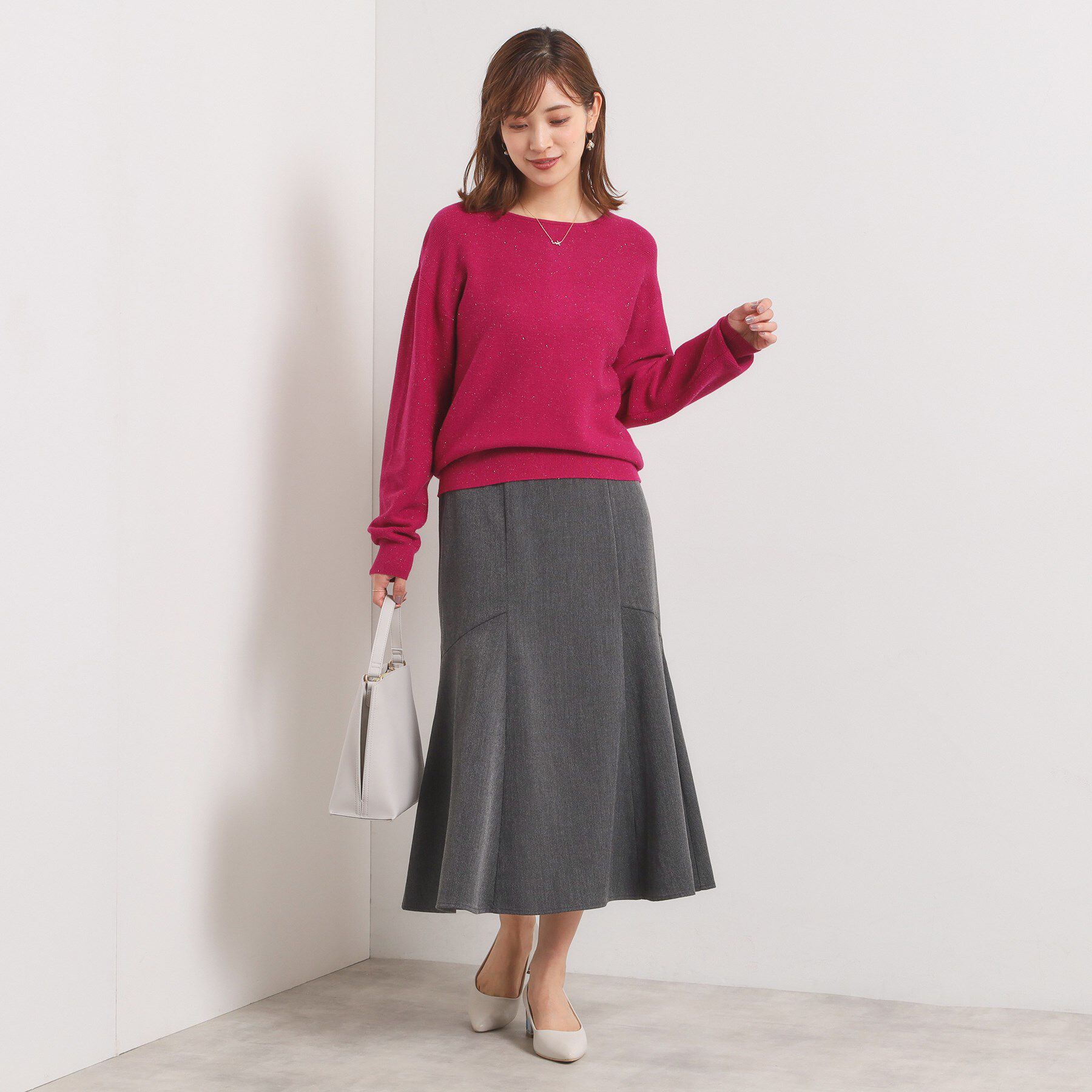 ITS&rsquo;DEMO「【手洗い可/ウエストゴム】ヘリンボーンマーメイドスカート」|スカート|