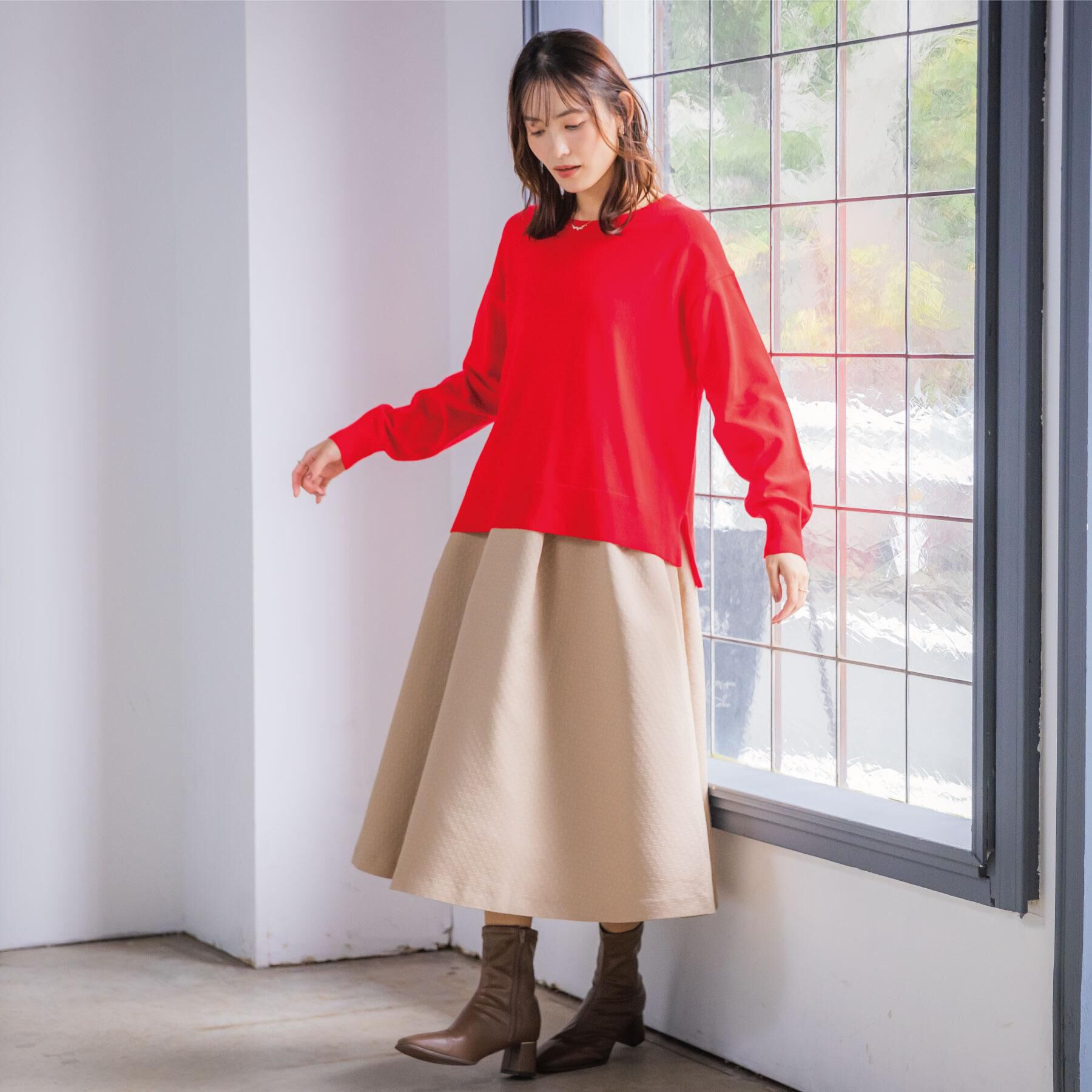 ITS&rsquo;DEMO「【静電気防止／手洗い可】クリーミータッチクルーネックニット」|ニット・セーター|