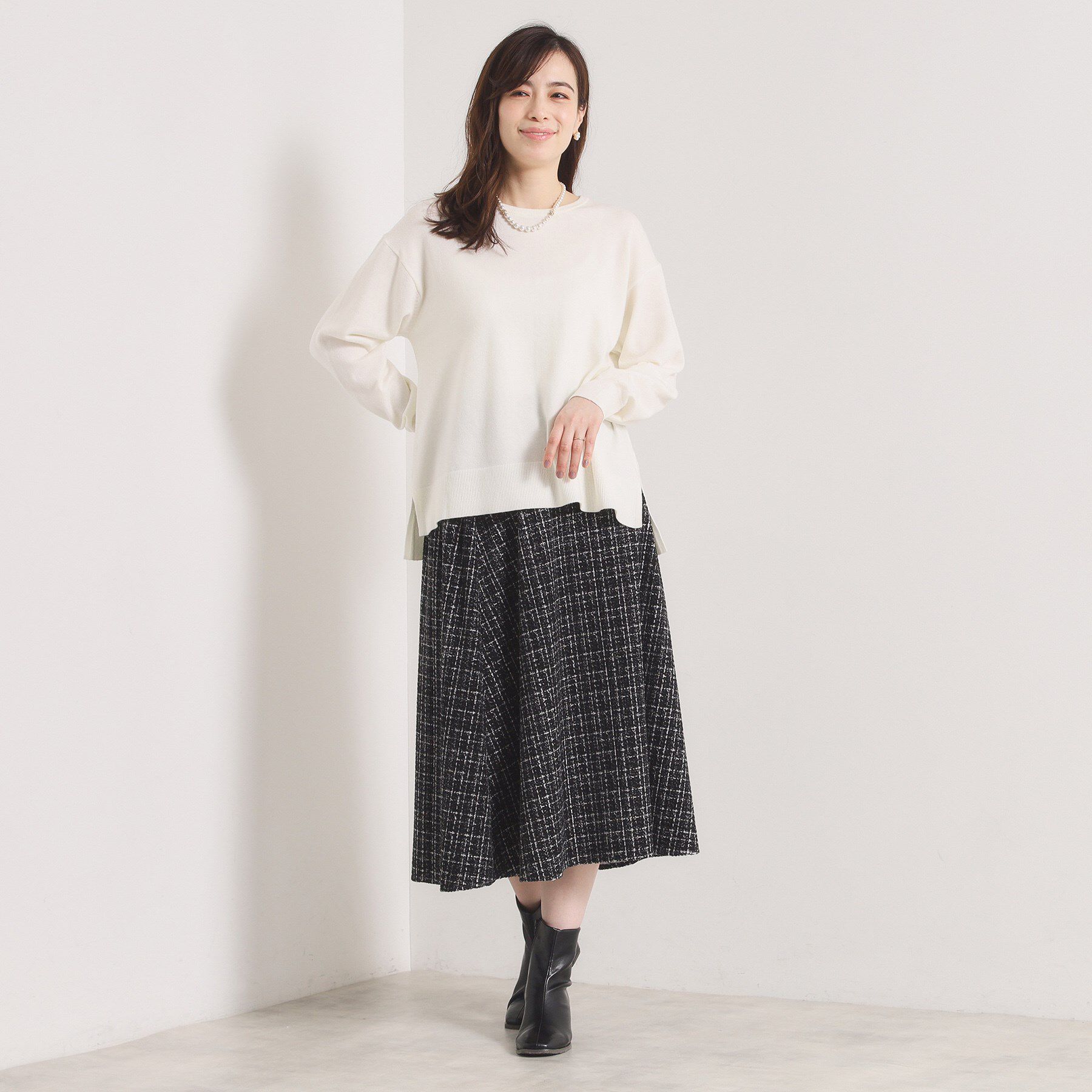 ITS&rsquo;DEMO「【静電気防止／手洗い可】クリーミータッチクルーネックニット」|ニット・セーター|