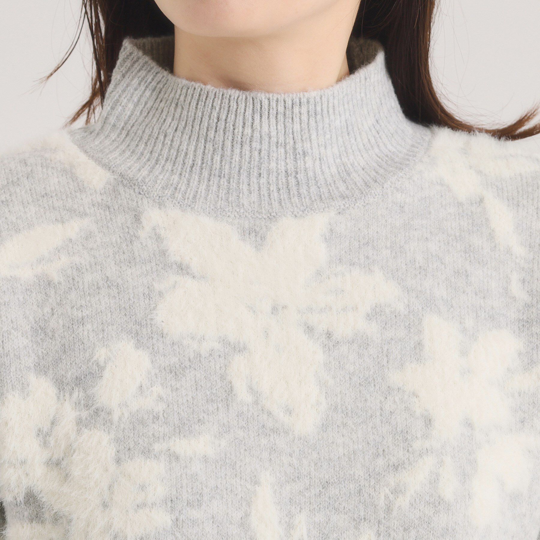 ITS&rsquo;DEMO「【手洗い可／セットアップ可】花柄フェザージャカードニット」|ニット・セーター|