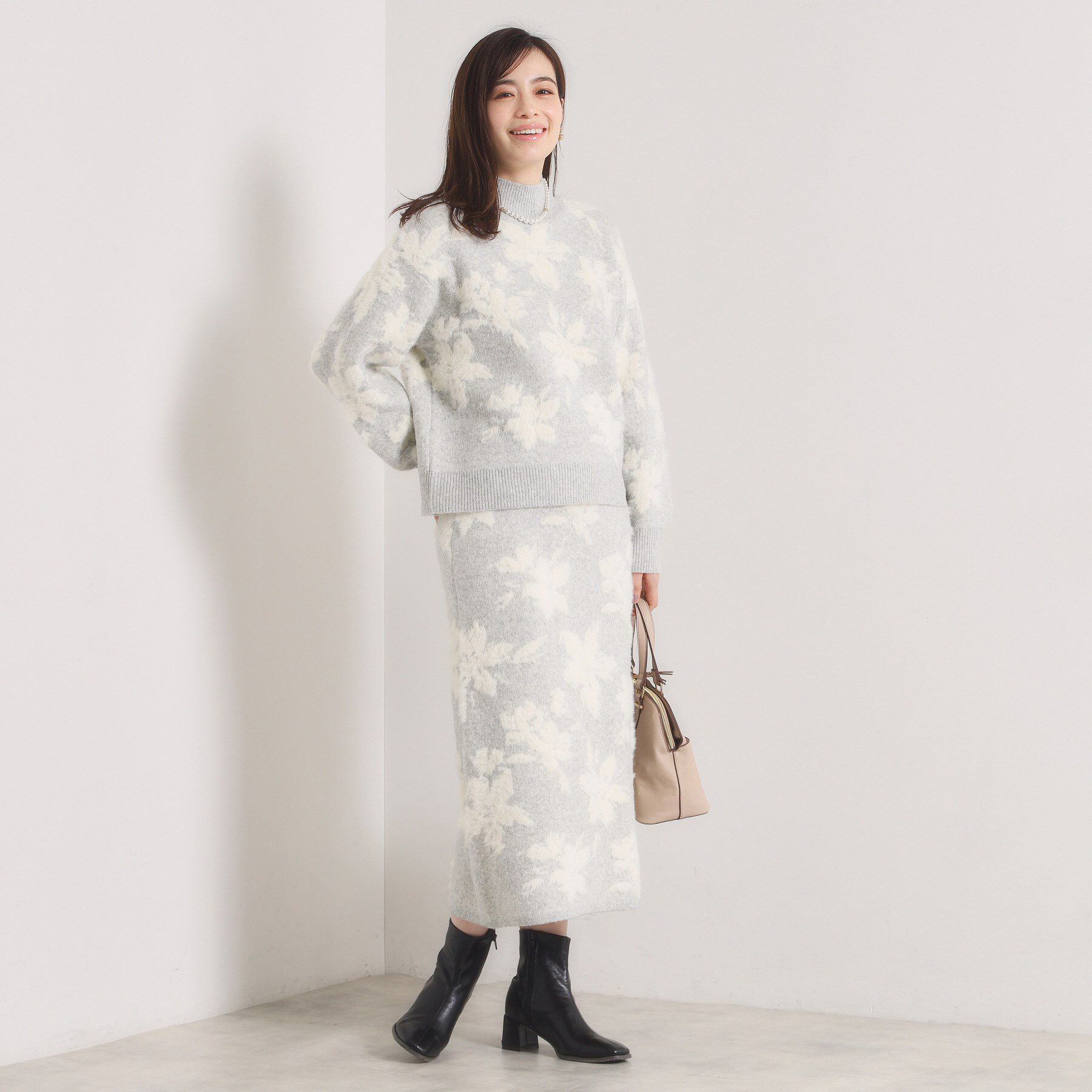 ITS&rsquo;DEMO「【手洗い可／セットアップ可】花柄フェザージャカードニットスカート」|スカート|