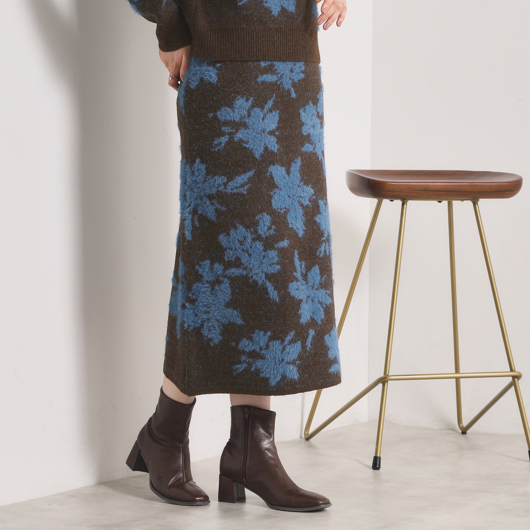 ITS&rsquo;DEMO「【手洗い可／セットアップ可】花柄フェザージャカードニットスカート」|スカート|