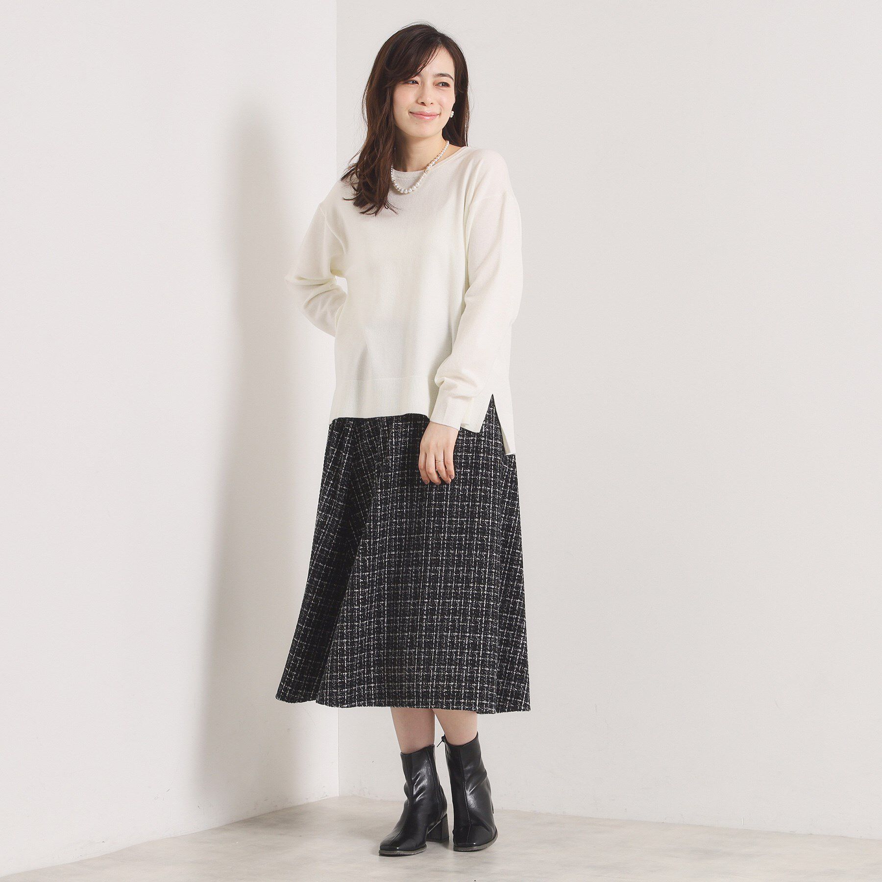 ITS&rsquo;DEMO「【手洗い可／セットアップ可】ツイード風プリントスカート」|スカート|