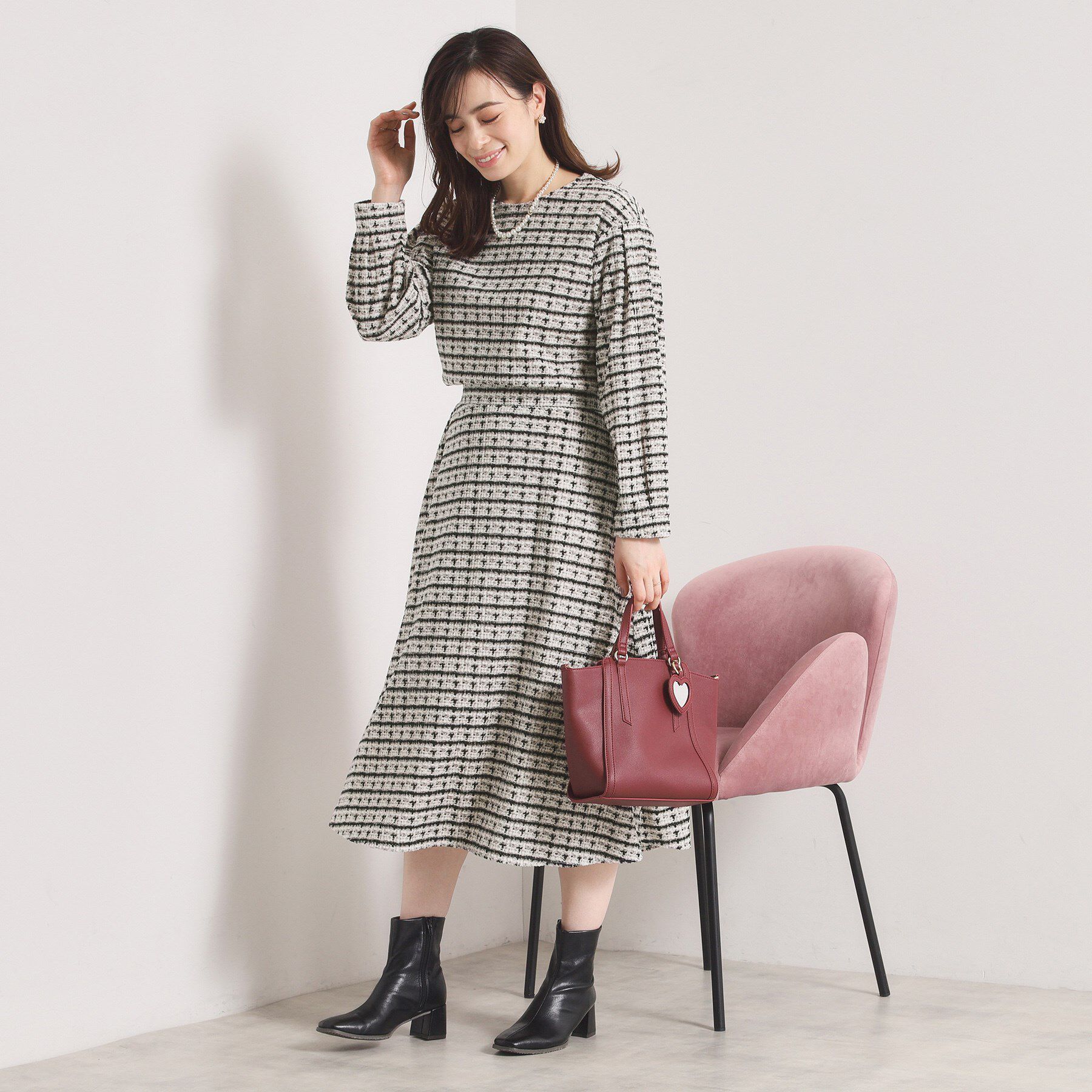 ITS&rsquo;DEMO「【手洗い可／セットアップ可】ツイード風プリントスカート」|スカート|