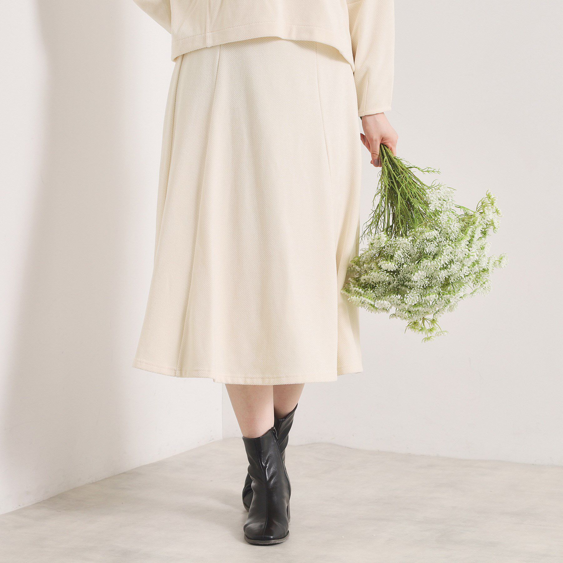 ITS&rsquo;DEMO「【手洗い可／セットアップ可】カットツイルスカート」|スカート|アイボリー(004)