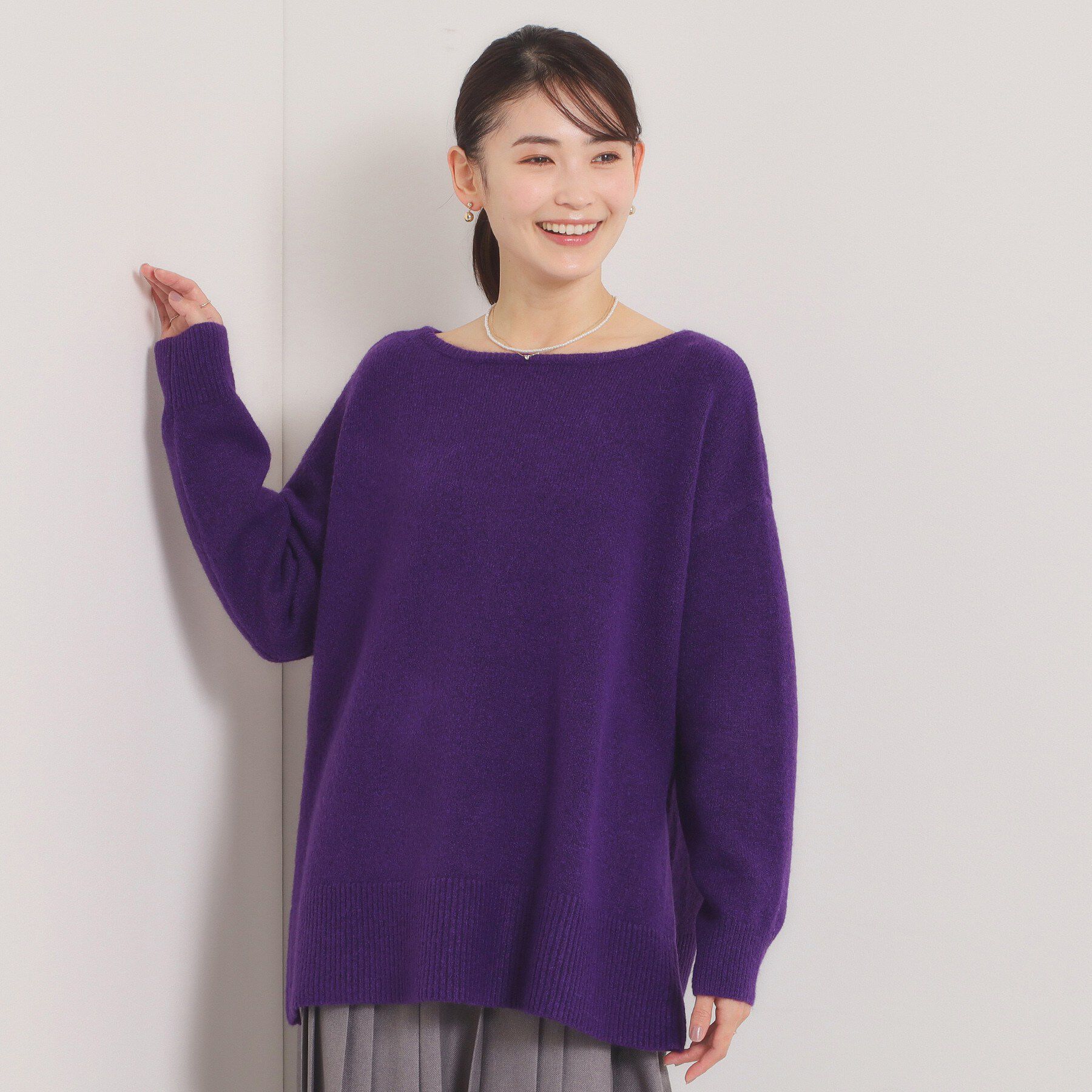 ITS&rsquo;DEMO「【手洗い可】ビッグシルエットニット」|ニット・セーター|パープル(083)