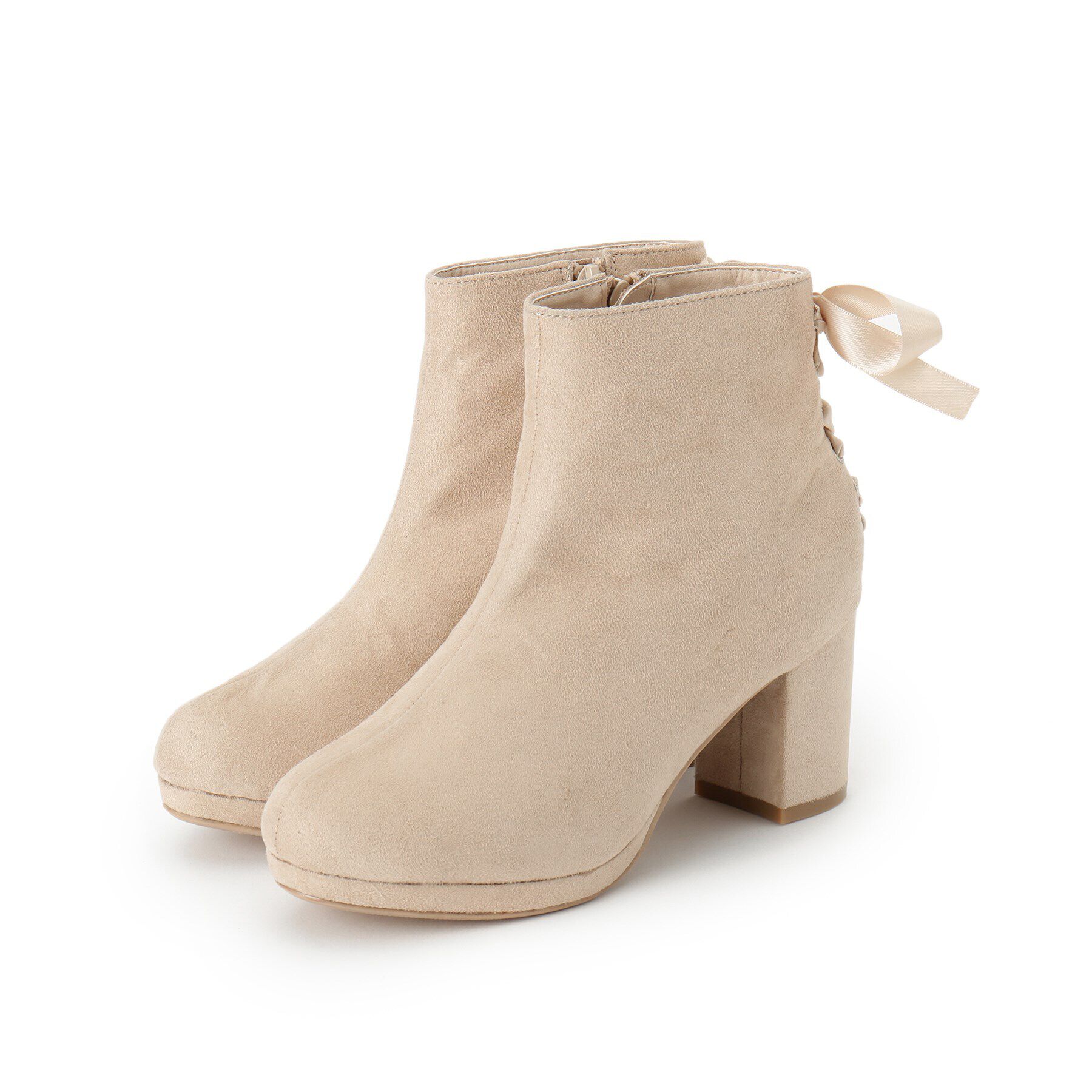 csT&P「バックリボンレースアップブーツ」|ショートブーツ|ベージュ(152)