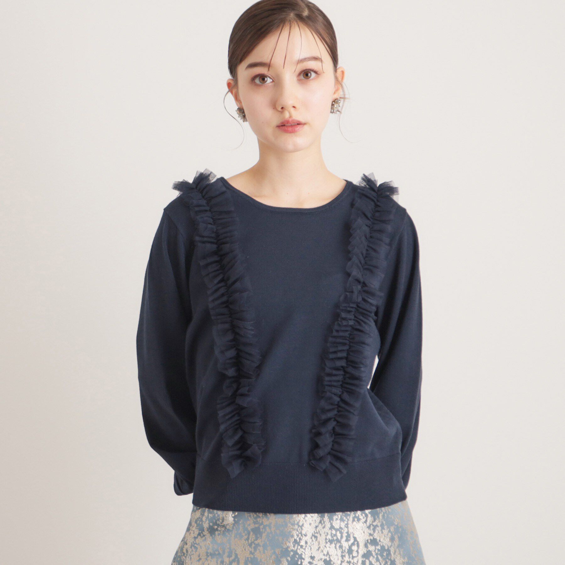 SunaUna「【トレンド/大人フェミニン】前後チュールニット」|ニット・セーター|