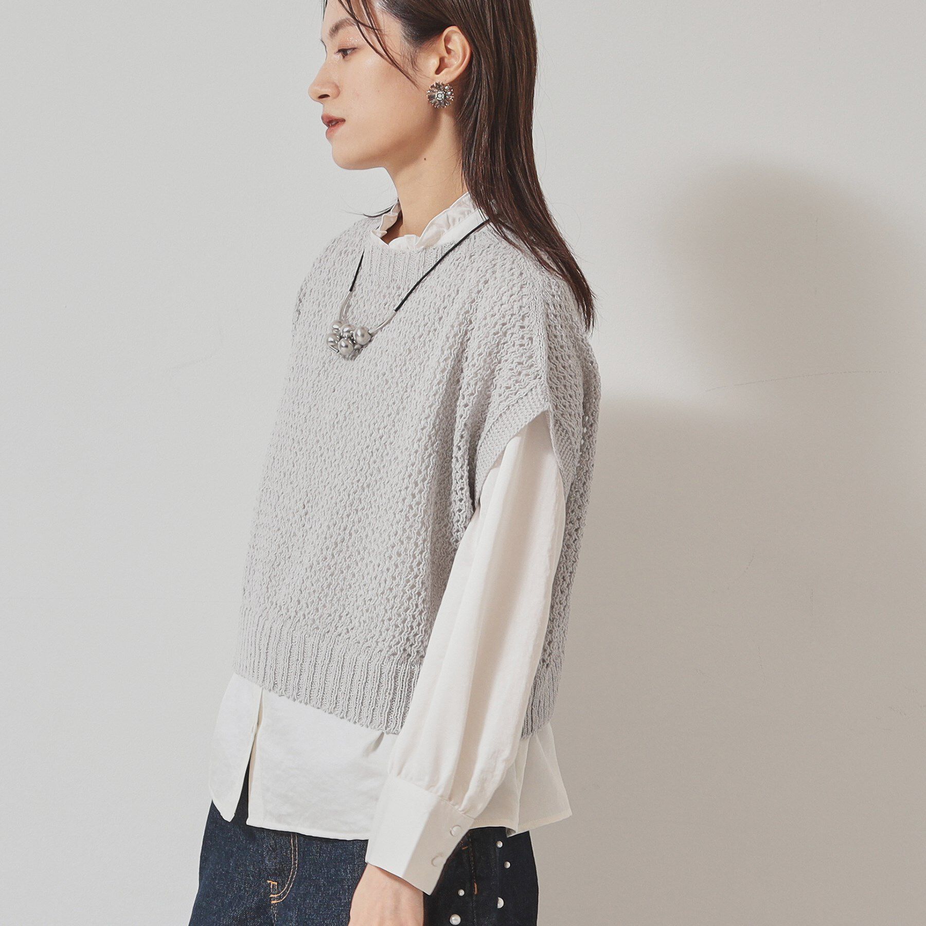 SunaUna「【洗える／メッシ編み】レイヤードニット」|ニット・セーター|