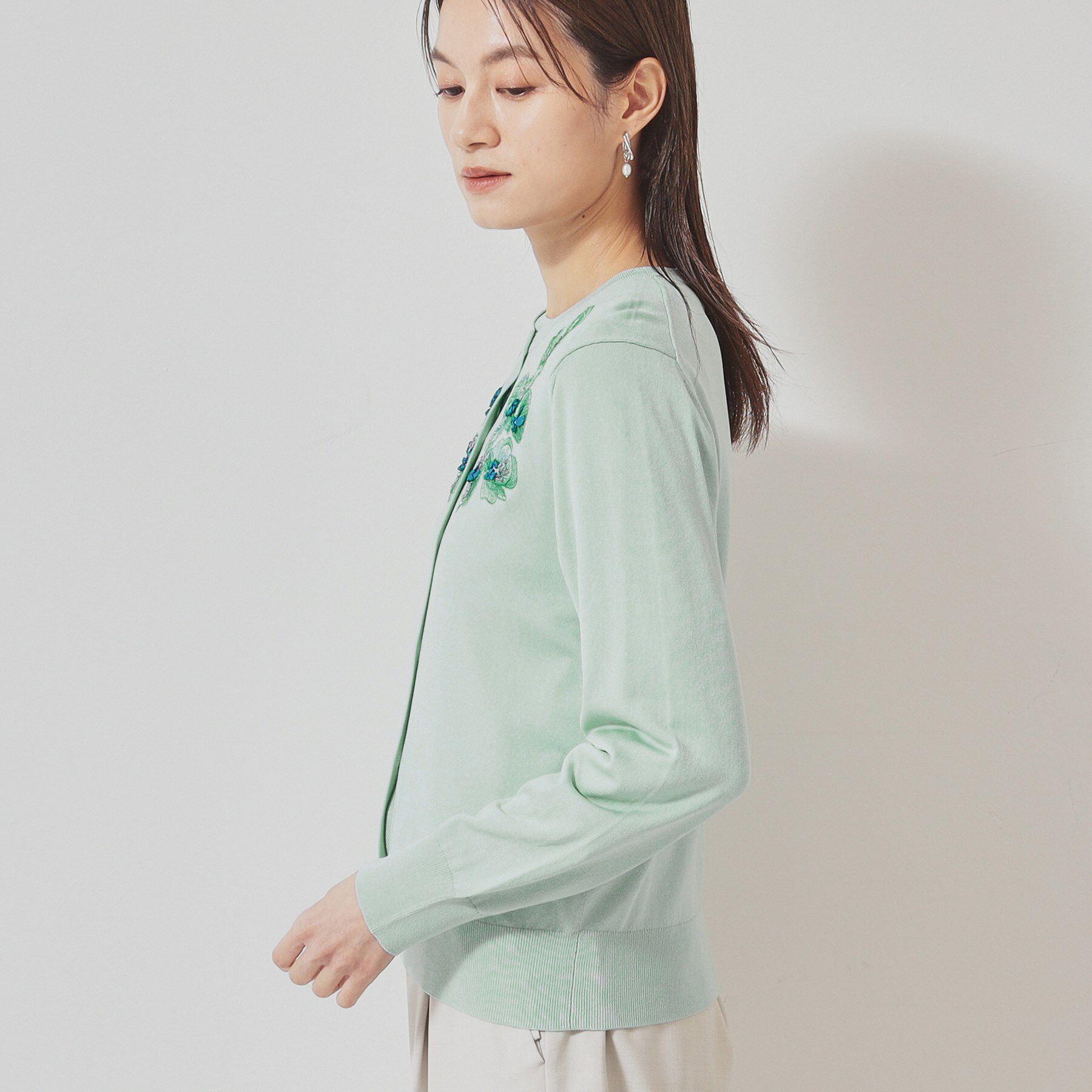 SunaUna「【SS～Lサイズ展開／リボン＆ビーズ刺繍】クラフトニットカーディガン」|カーディガン|