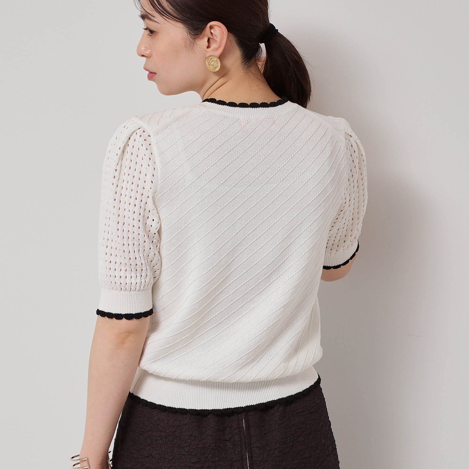 SunaUna「【SS～Lサイズ展開／5分袖】編地変化ニット」|ニット・セーター|