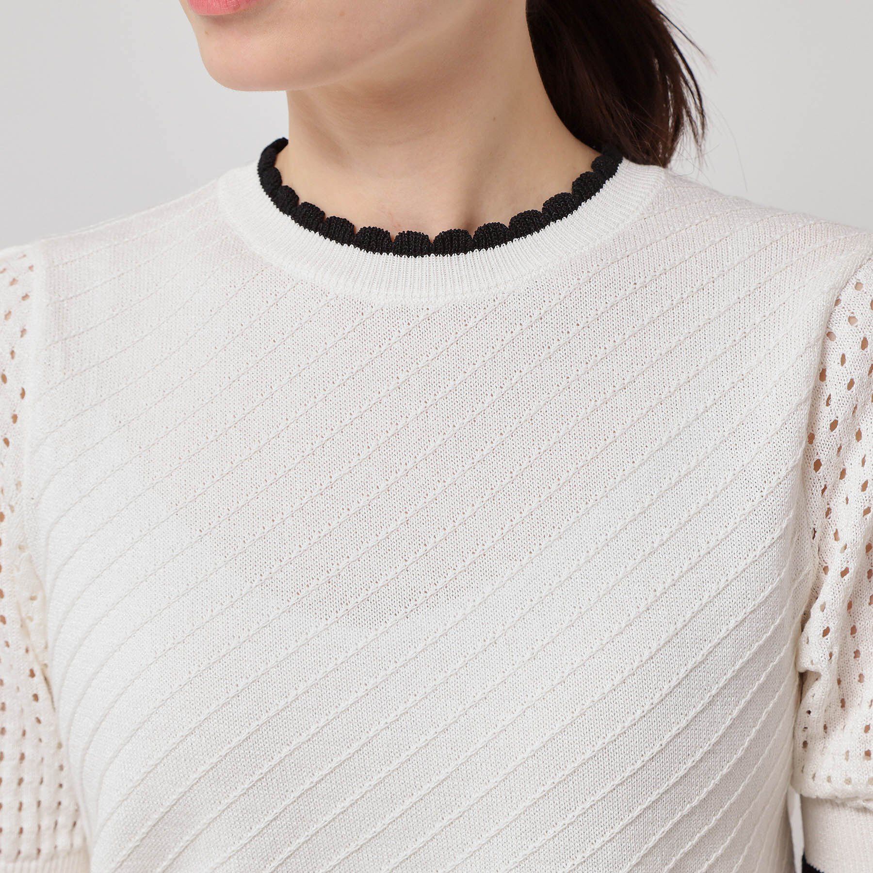 SunaUna「【SS～Lサイズ展開／5分袖】編地変化ニット」|ニット・セーター|