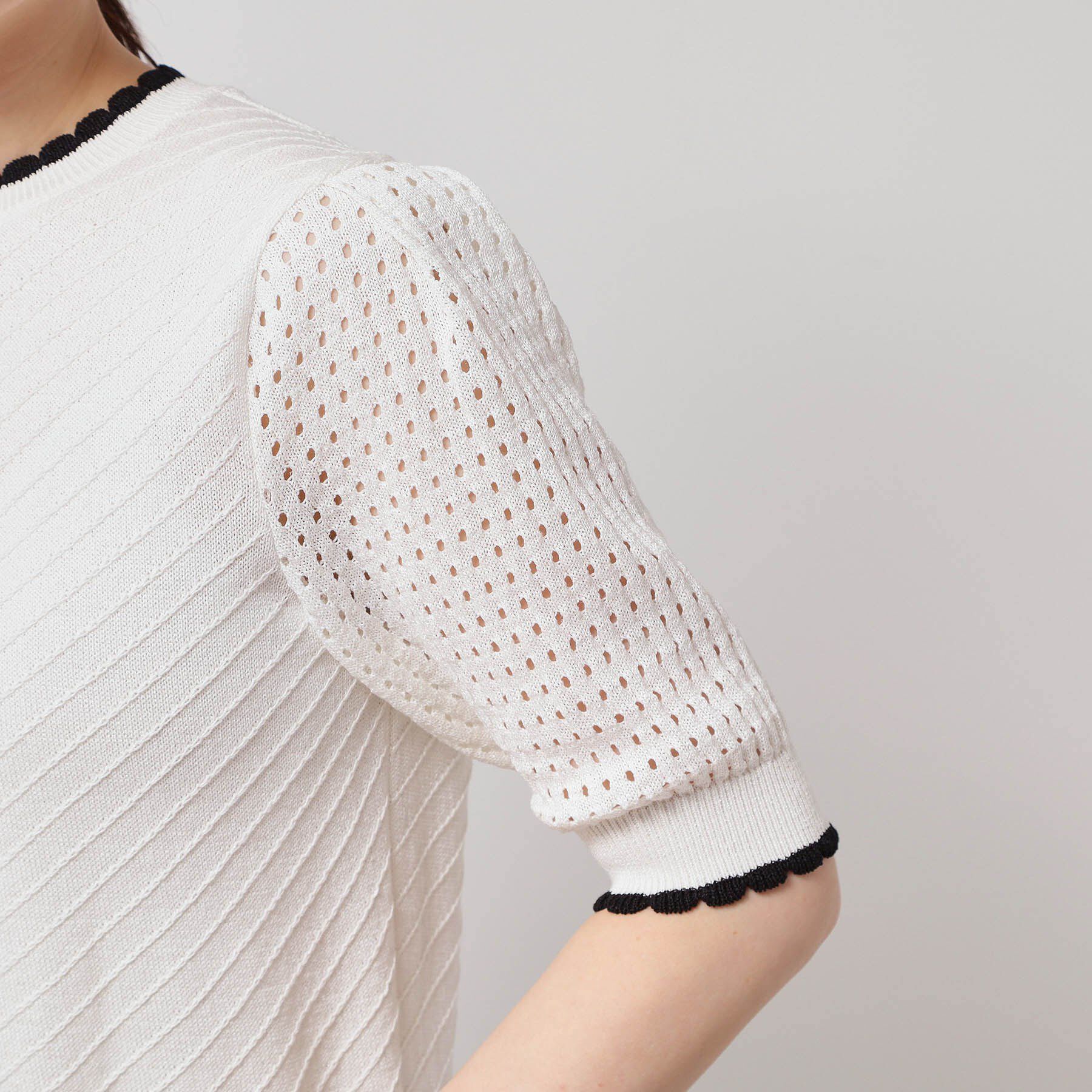 SunaUna「【SS～Lサイズ展開／5分袖】編地変化ニット」|ニット・セーター|