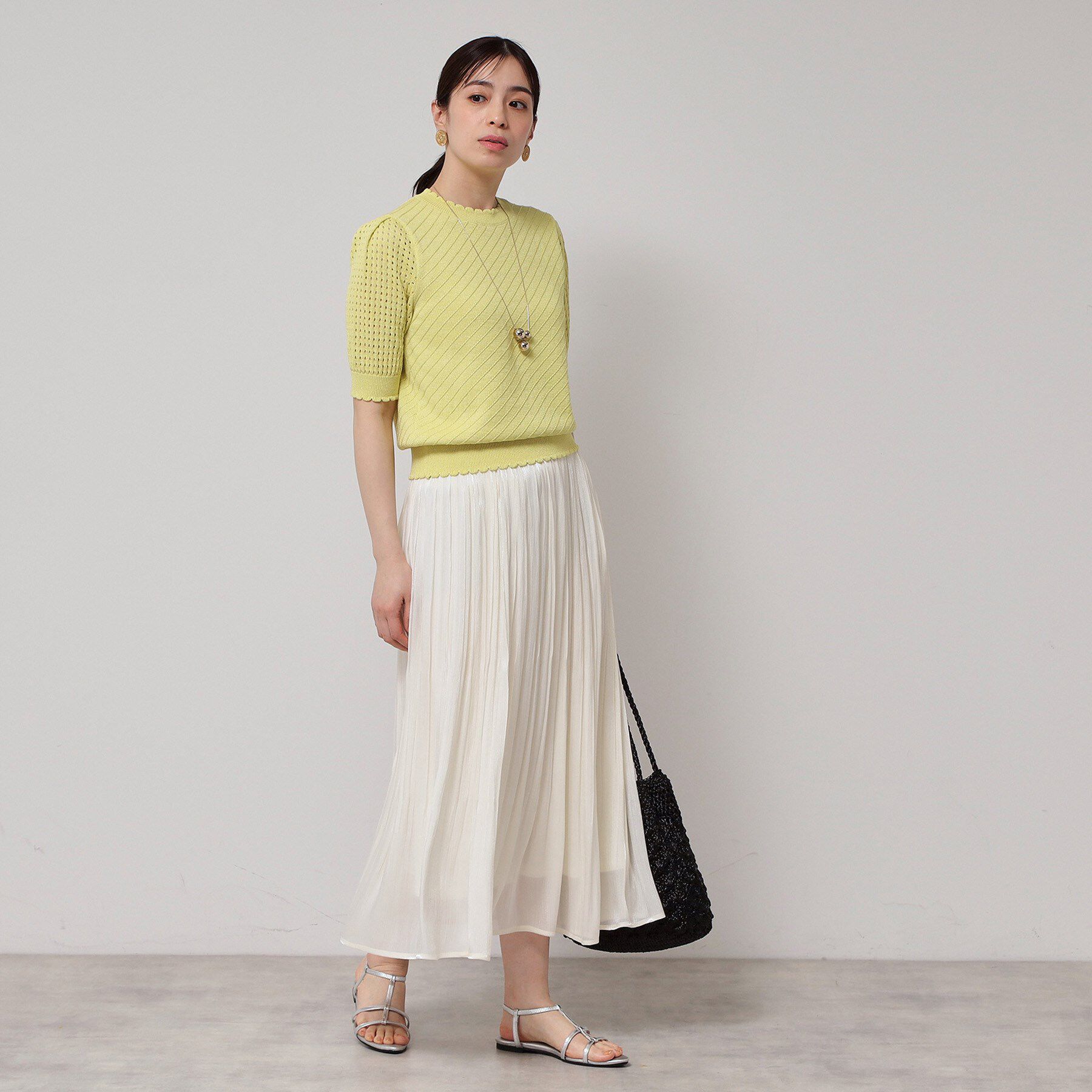 SunaUna「【SS～Lサイズ展開／5分袖】編地変化ニット」|ニット・セーター|