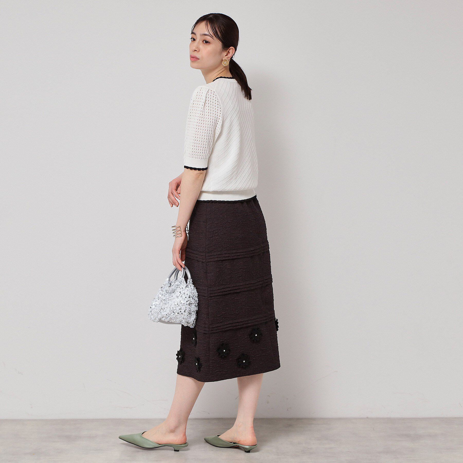 SunaUna「【SS～Lサイズ展開／5分袖】編地変化ニット」|ニット・セーター|