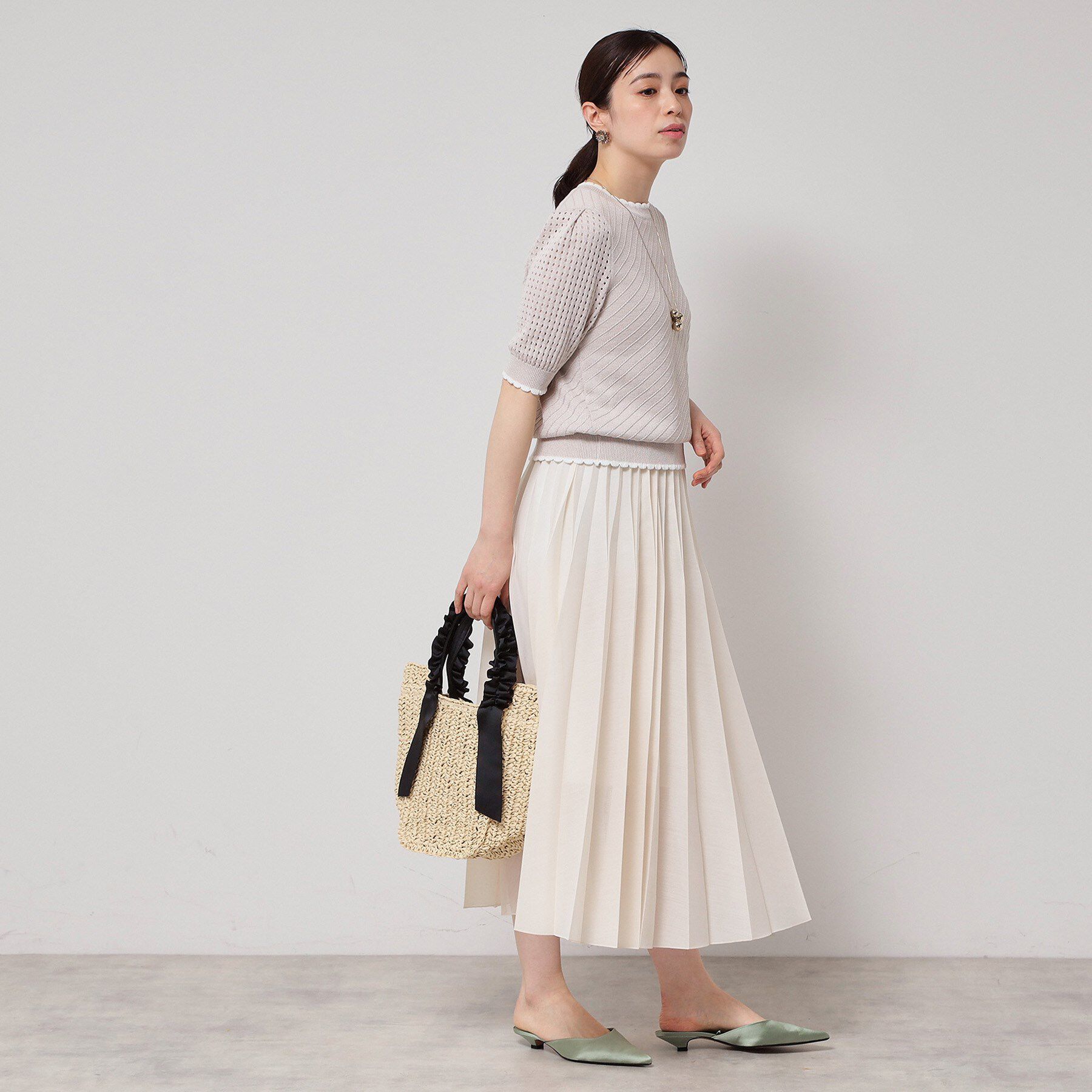 SunaUna「【SS～Lサイズ展開／5分袖】編地変化ニット」|ニット・セーター|