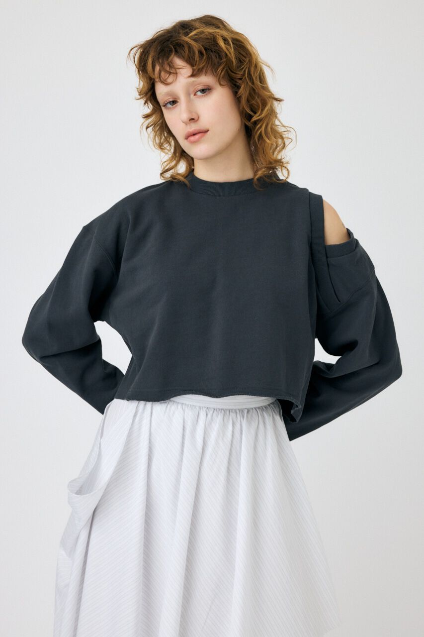 MOUSSY「SHOULDER CUT CROPPED トップス」|パーカー|