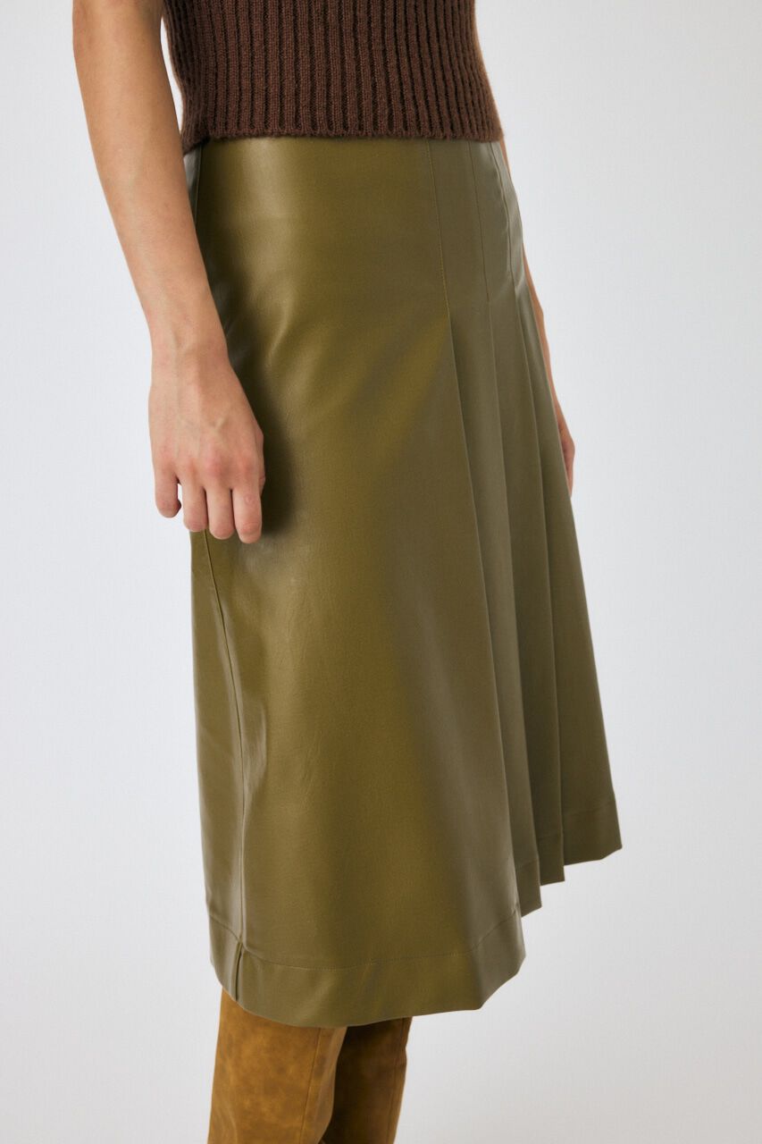 MOUSSY「F/LEATHER TUCKED ミディスカート」|スカート|