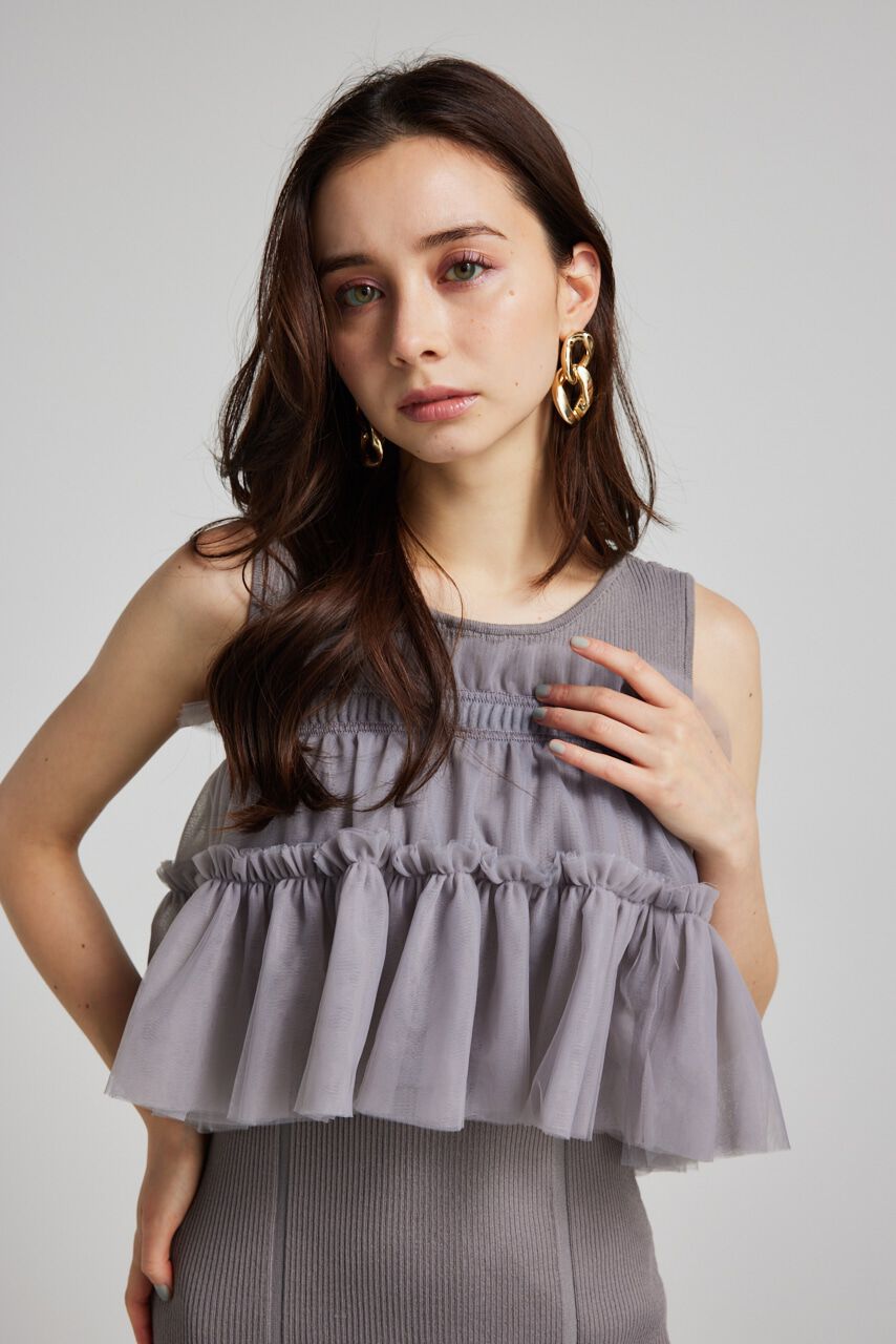 rienda「many wayチュールペプラムset Knit OP」|ワンピース|