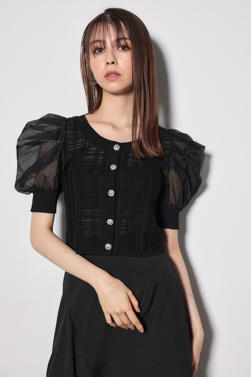 rienda「2WAYシアーラメニットカーデ」|カーディガン|BLK